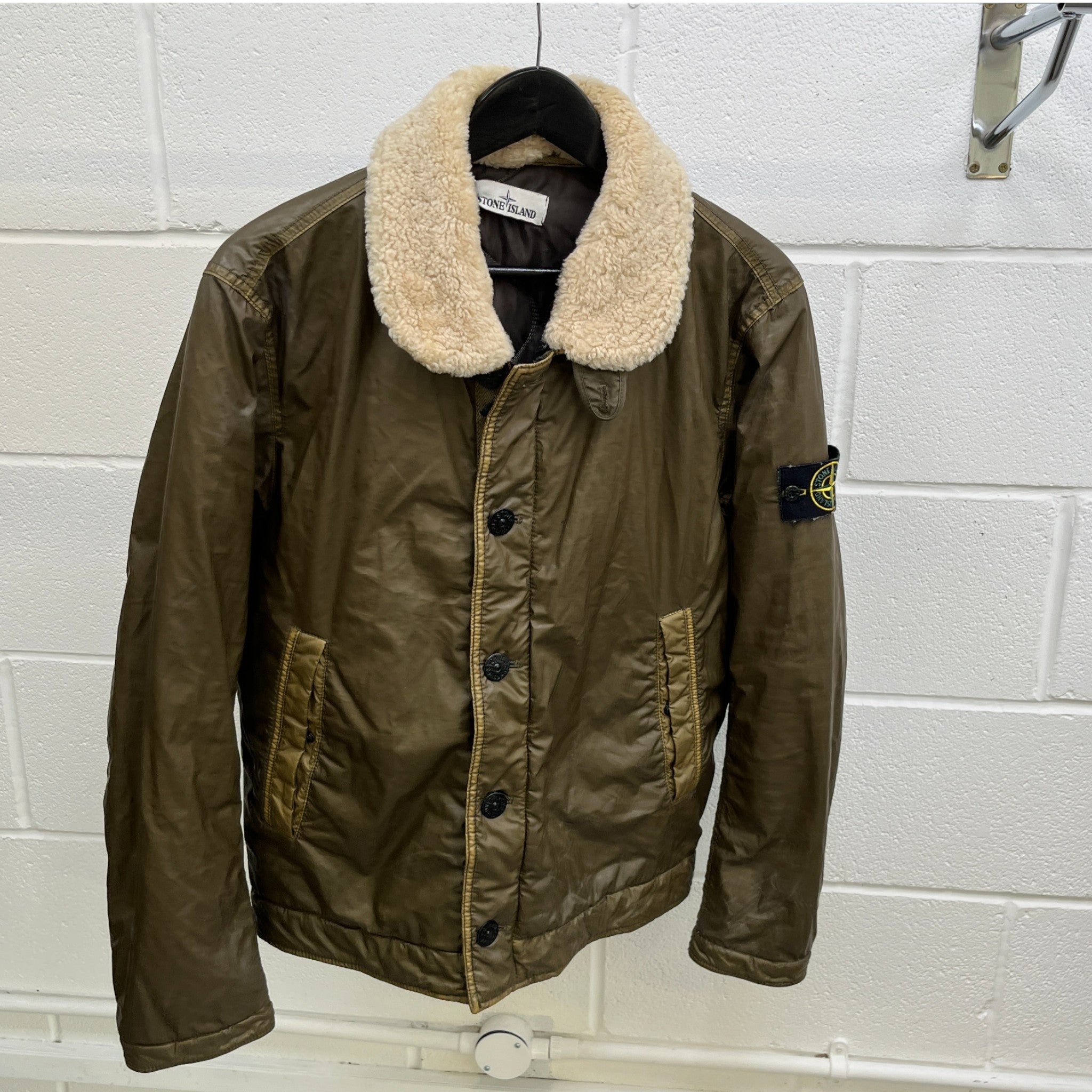 Men's Applique Logo Jacket Khaki Size L