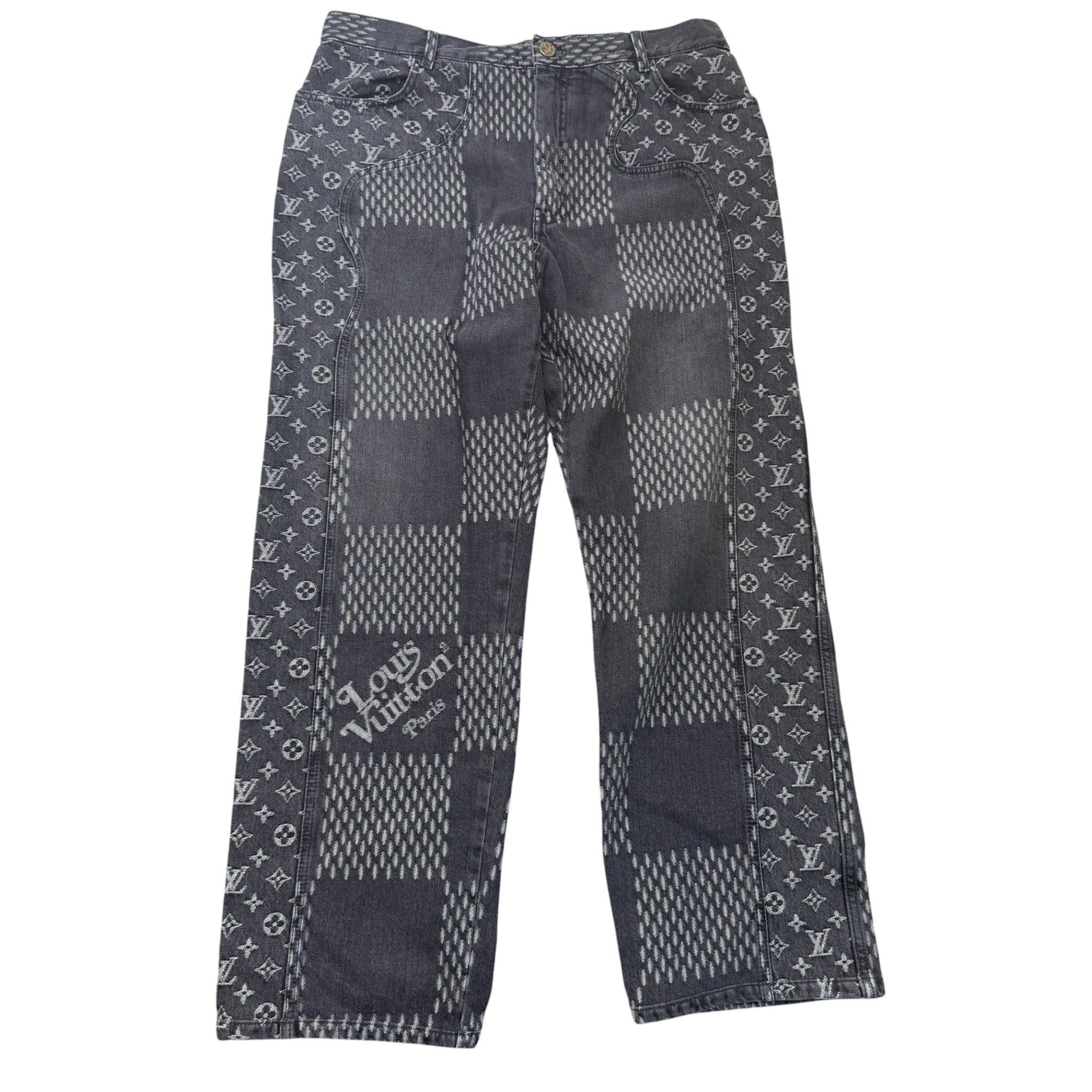 Men's Nigo Giant Damier Jeans Black Size Waist 36"