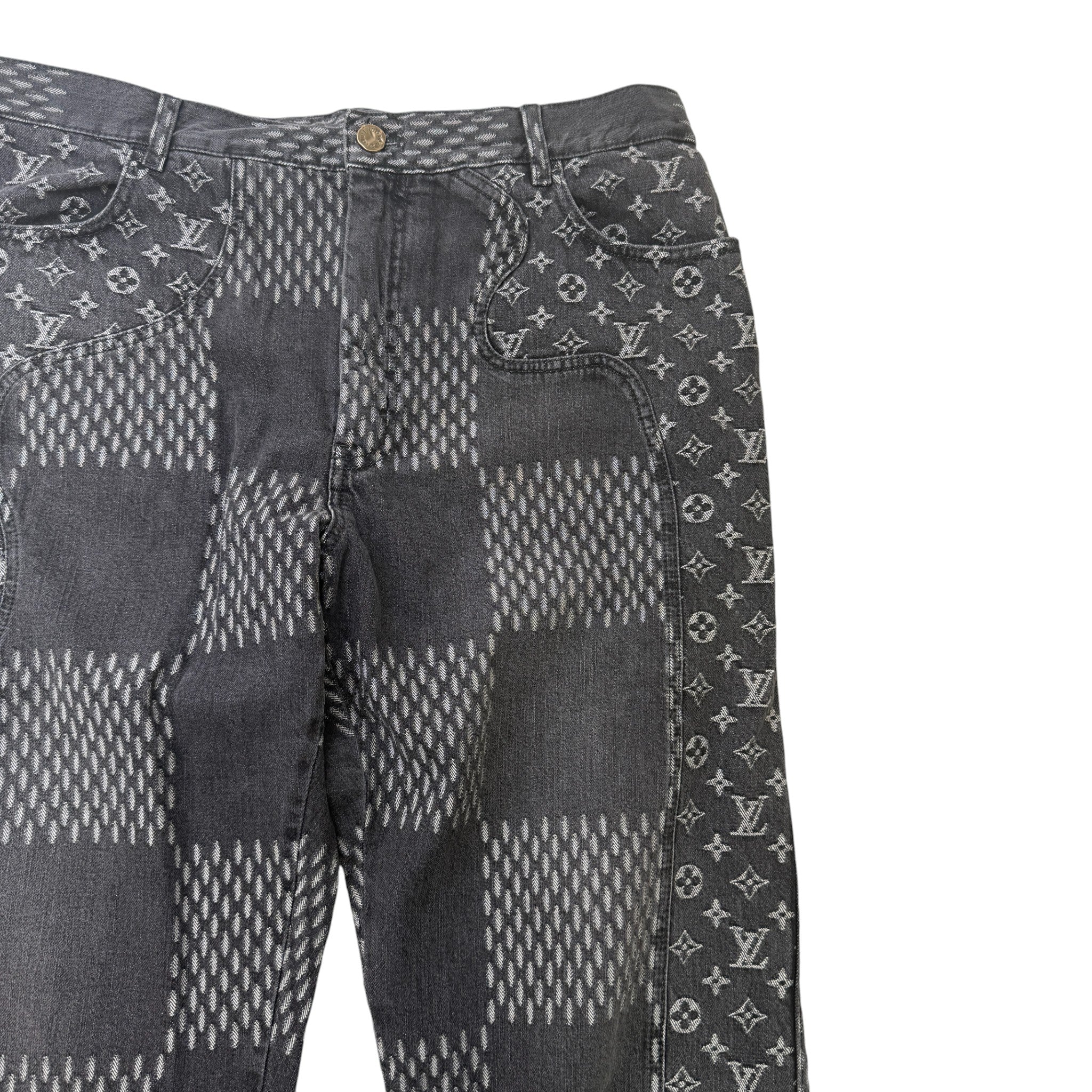 Men's Nigo Giant Damier Jeans Black Size Waist 36"