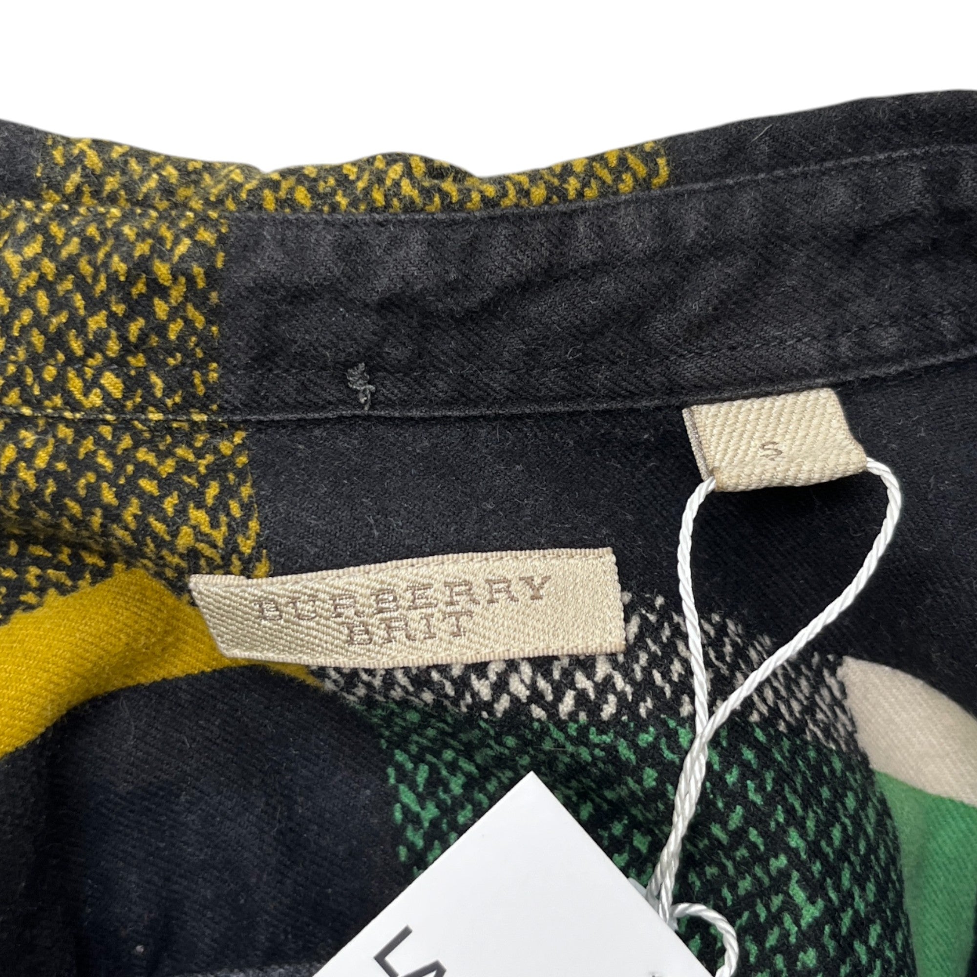 Men's Embroidered Logo Checkered Long Sleeve Shirt Black Size S