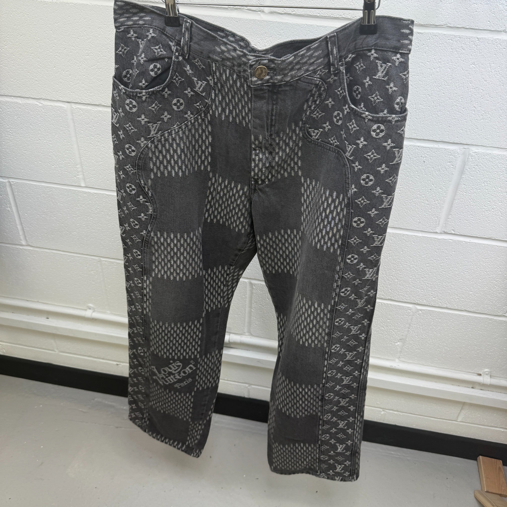 Men's Nigo Giant Damier Jeans Black Size Waist 36"