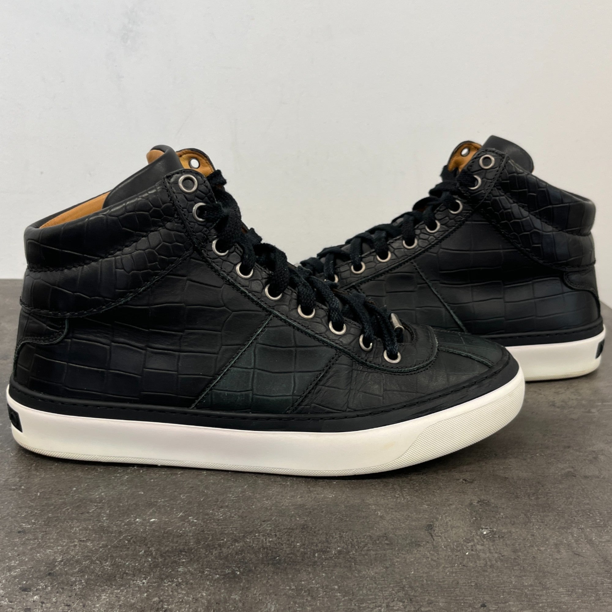 Men's Croc Embossed High Trainers Black Size EU 40 / UK 6