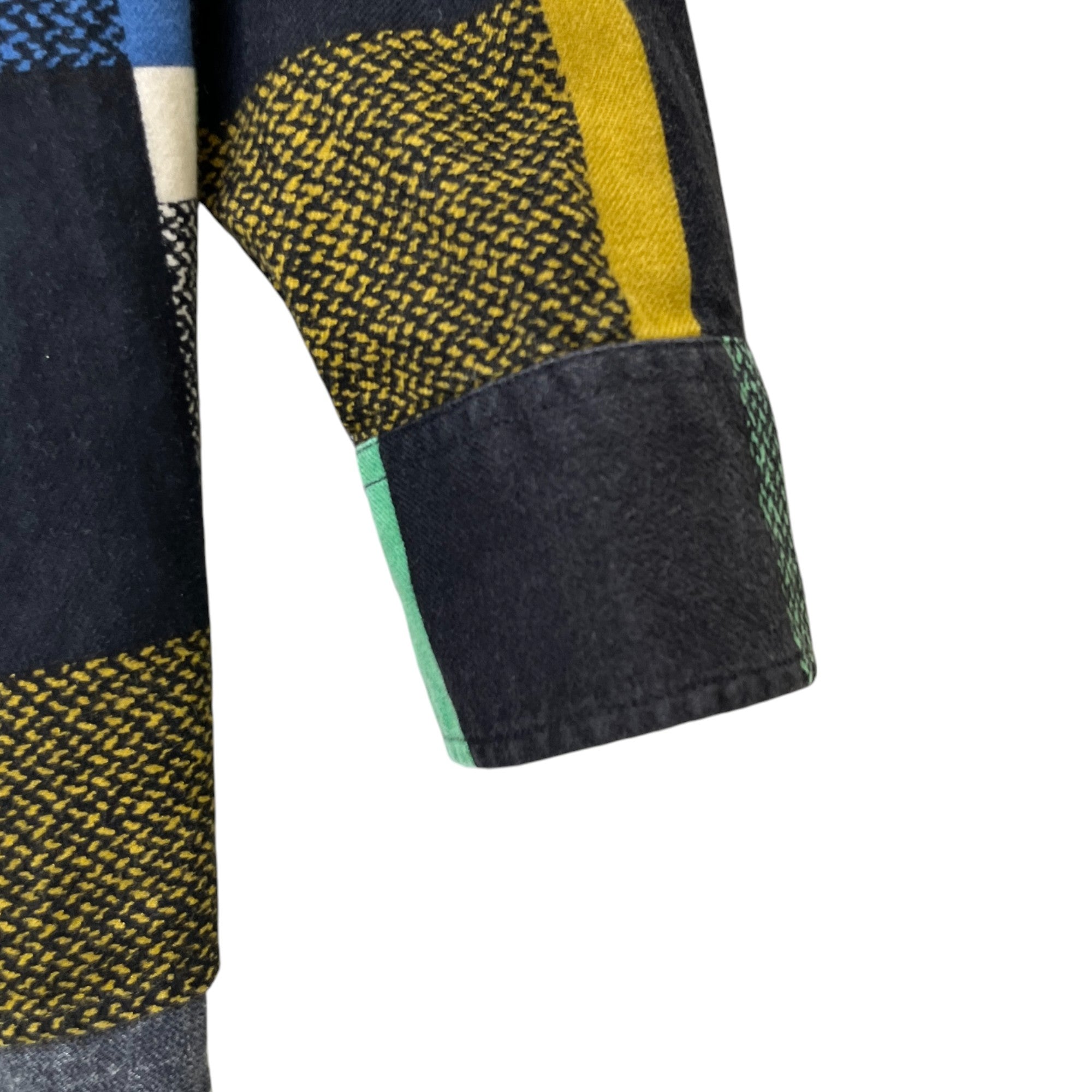 Men's Embroidered Logo Checkered Long Sleeve Shirt Black Size S