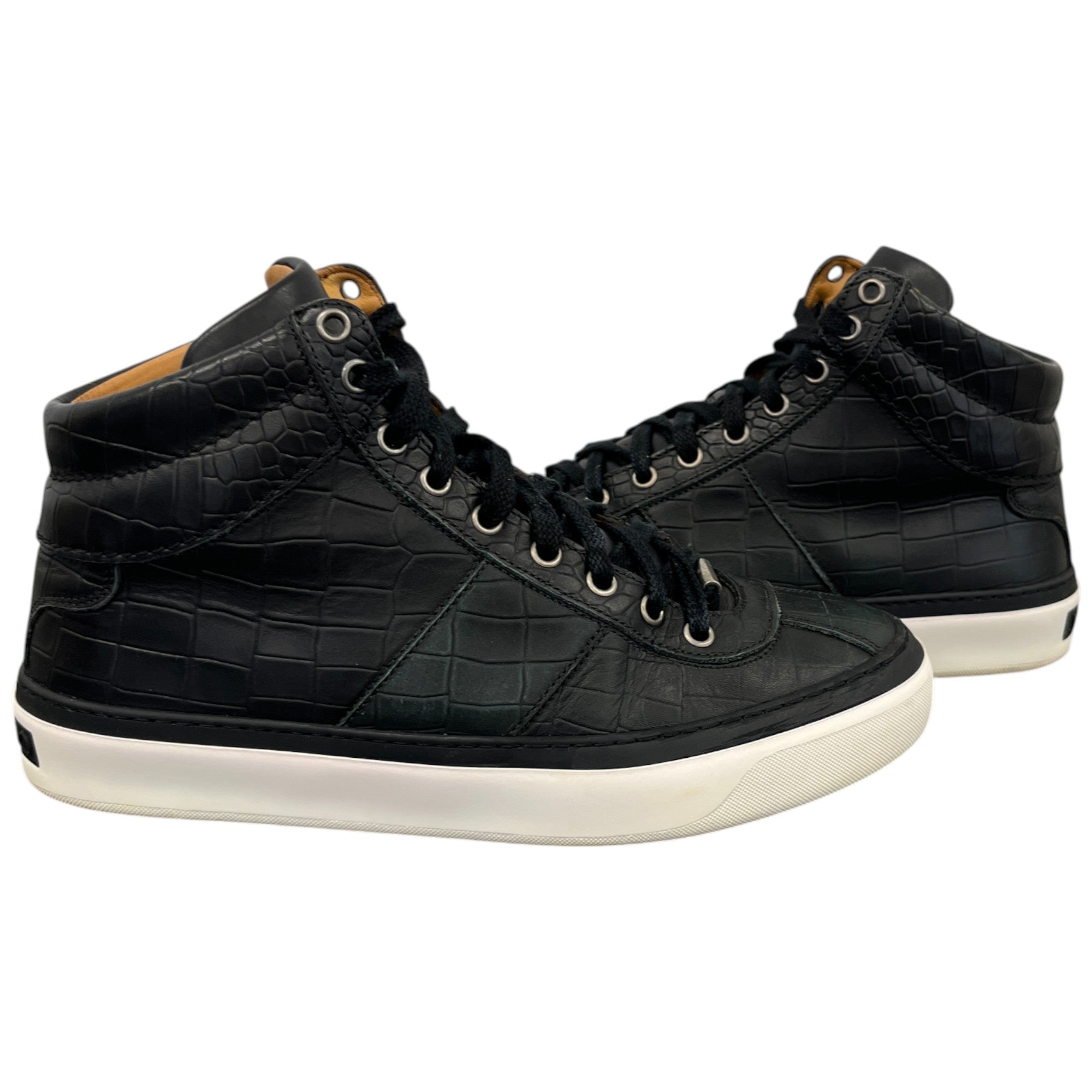 Men's Croc Embossed High Trainers Black Size EU 40 / UK 6