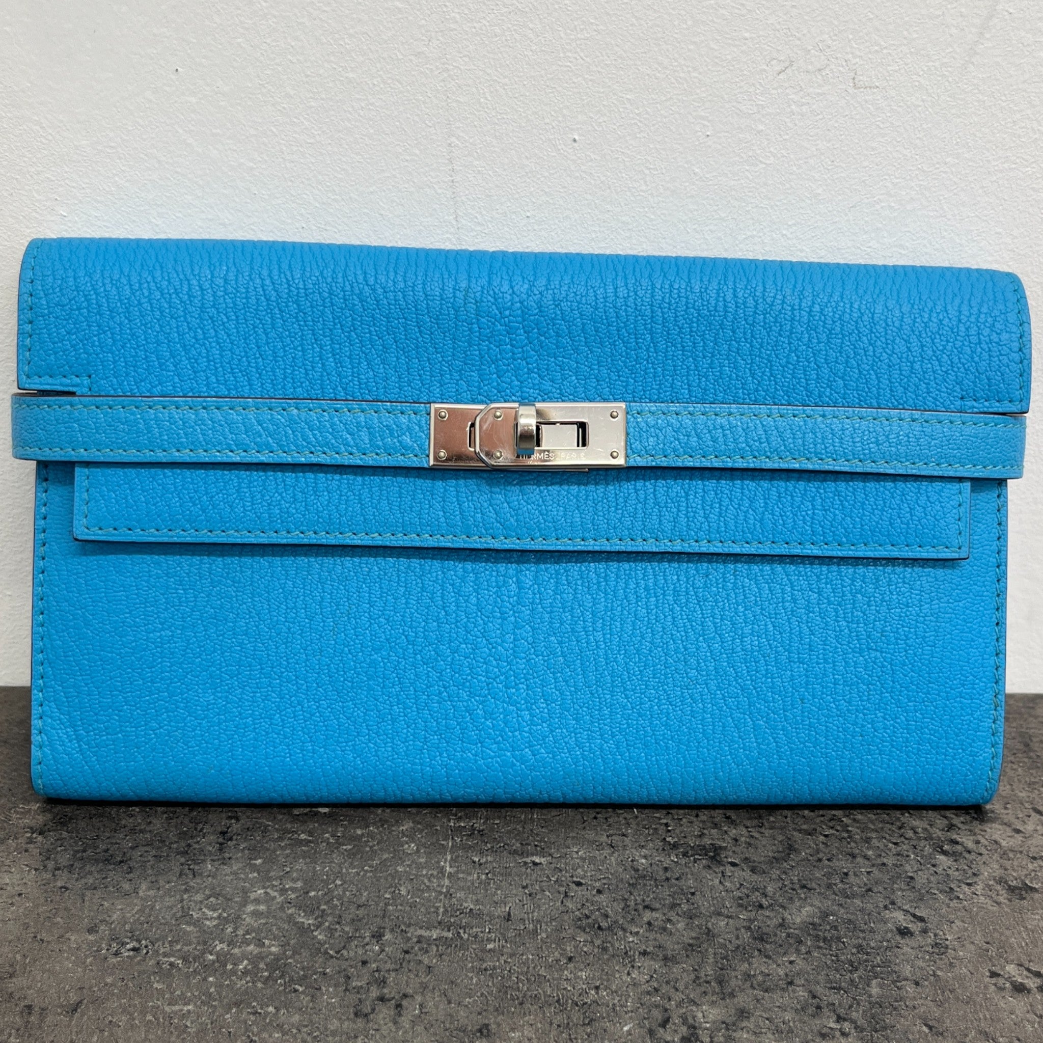 Women's Kelly Togo Leather Purse Blue