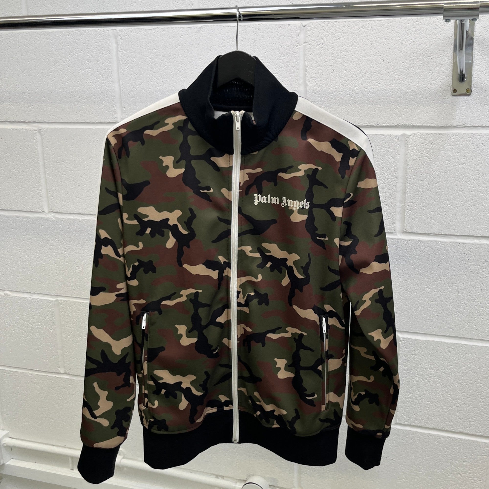 Men's Camo Logo Print Track Jacket Multi-Coloured Size L