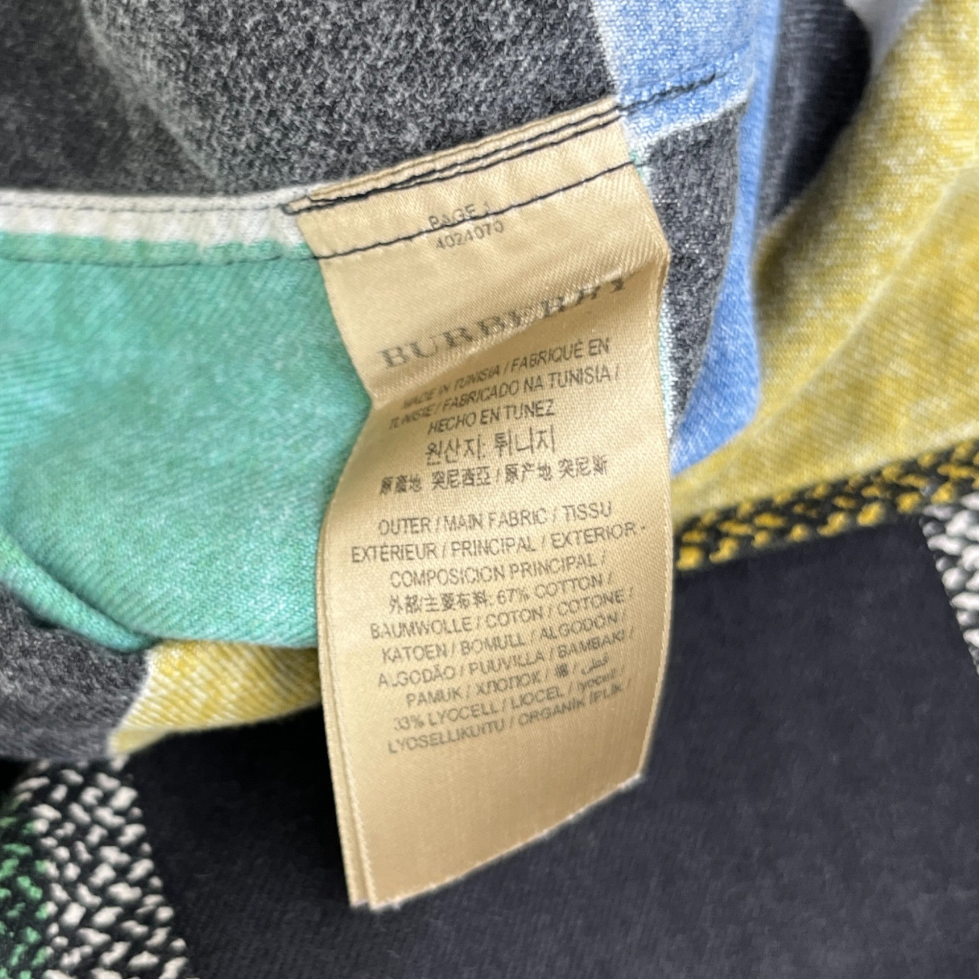 Men's Embroidered Logo Checkered Long Sleeve Shirt Black Size S