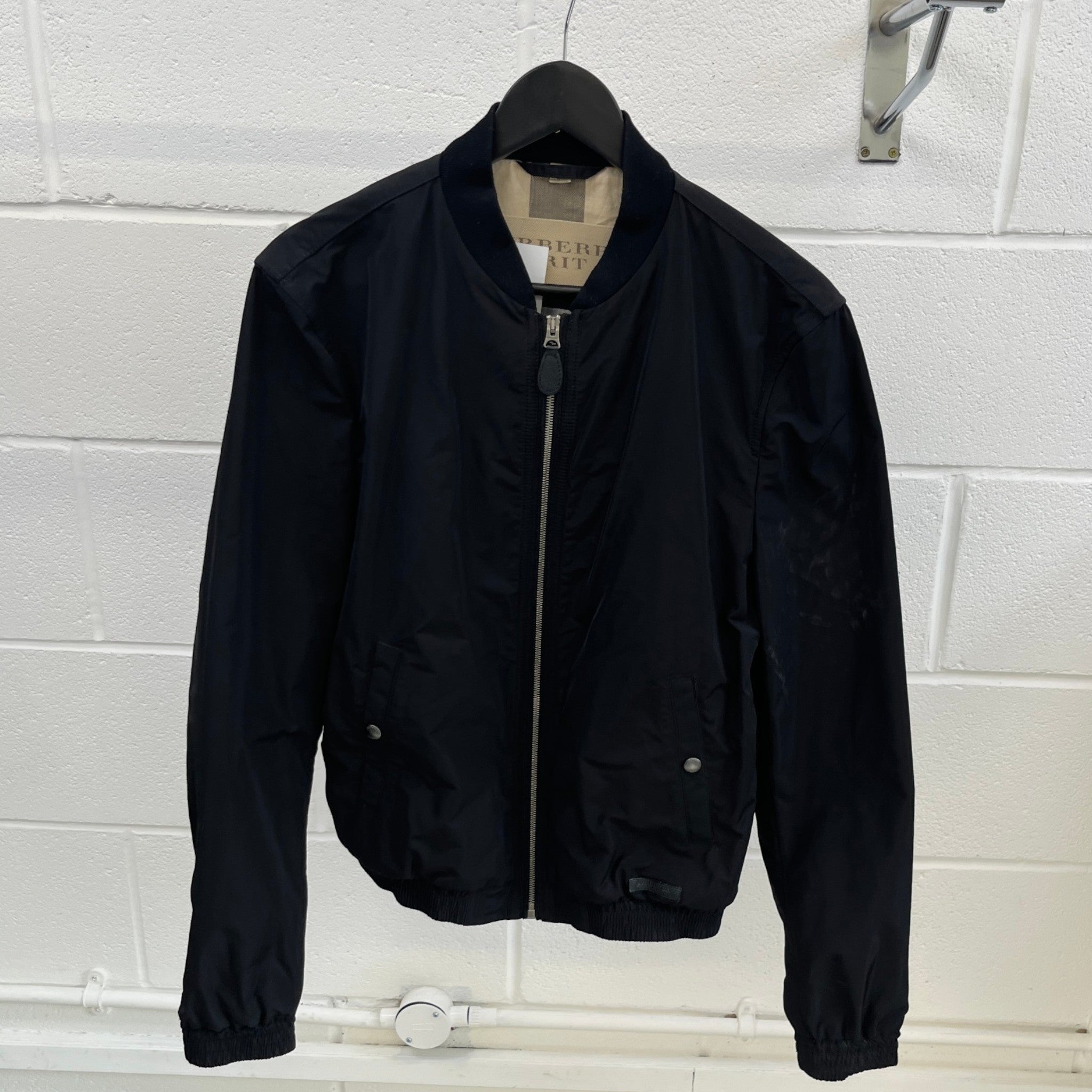 Men's Plaque Logo Bomber Jacket Black Size M