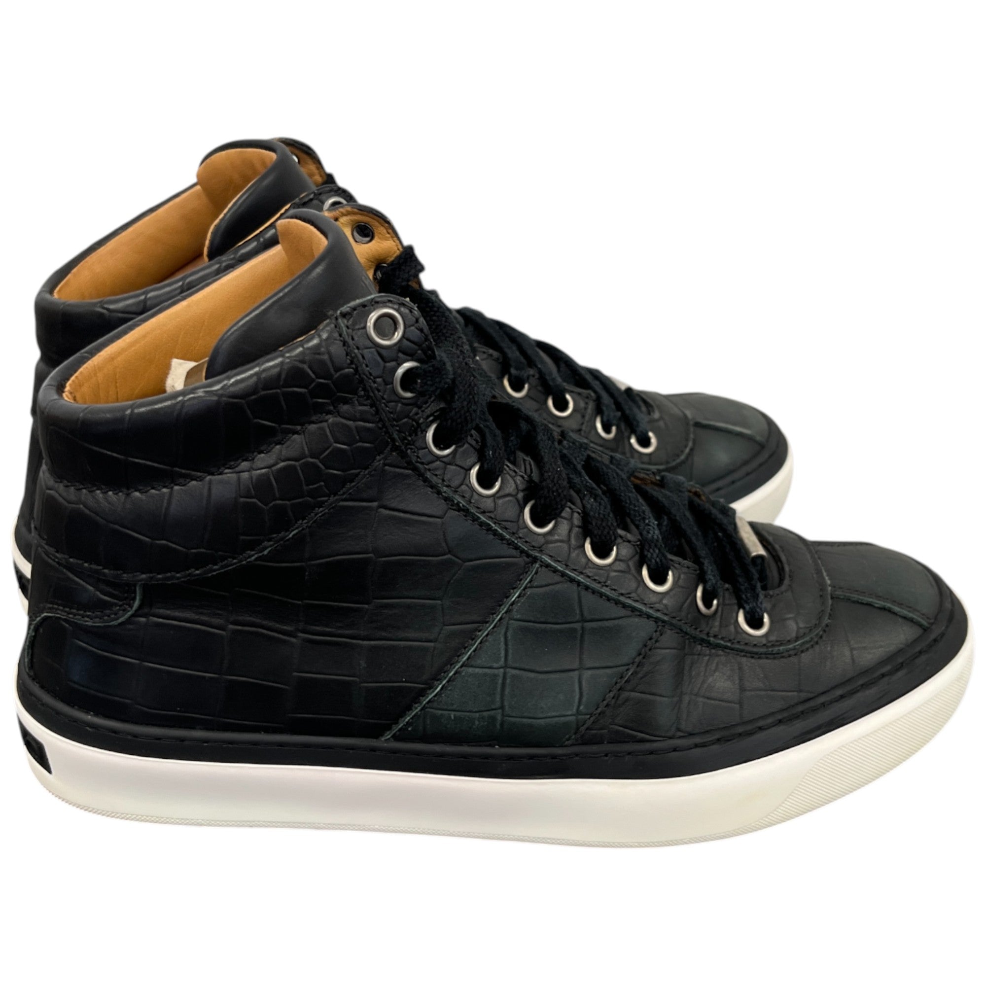 Men's Croc Embossed High Trainers Black Size EU 40 / UK 6