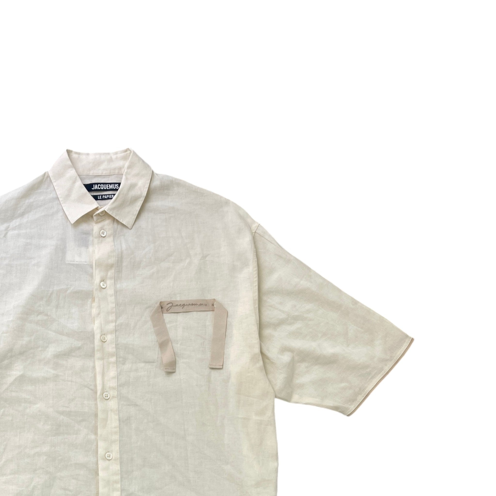 Men's Le Papier Short Sleeve Shirt Beige Size IT 48 / UK M