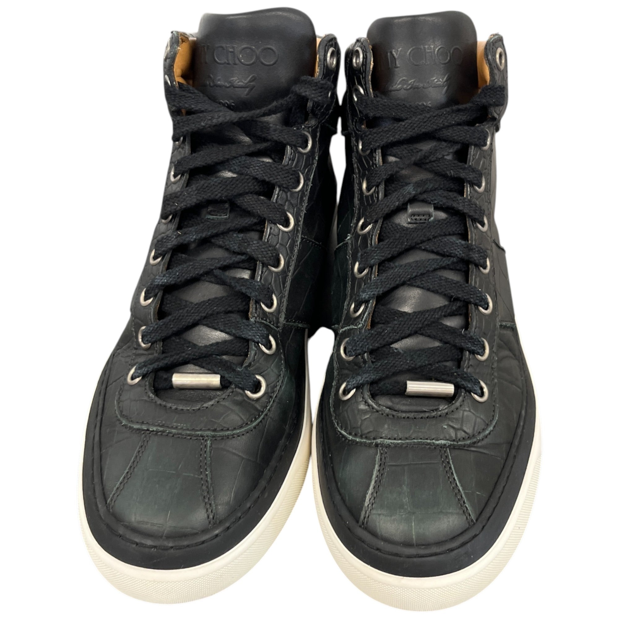 Men's Croc Embossed High Trainers Black Size EU 40 / UK 6