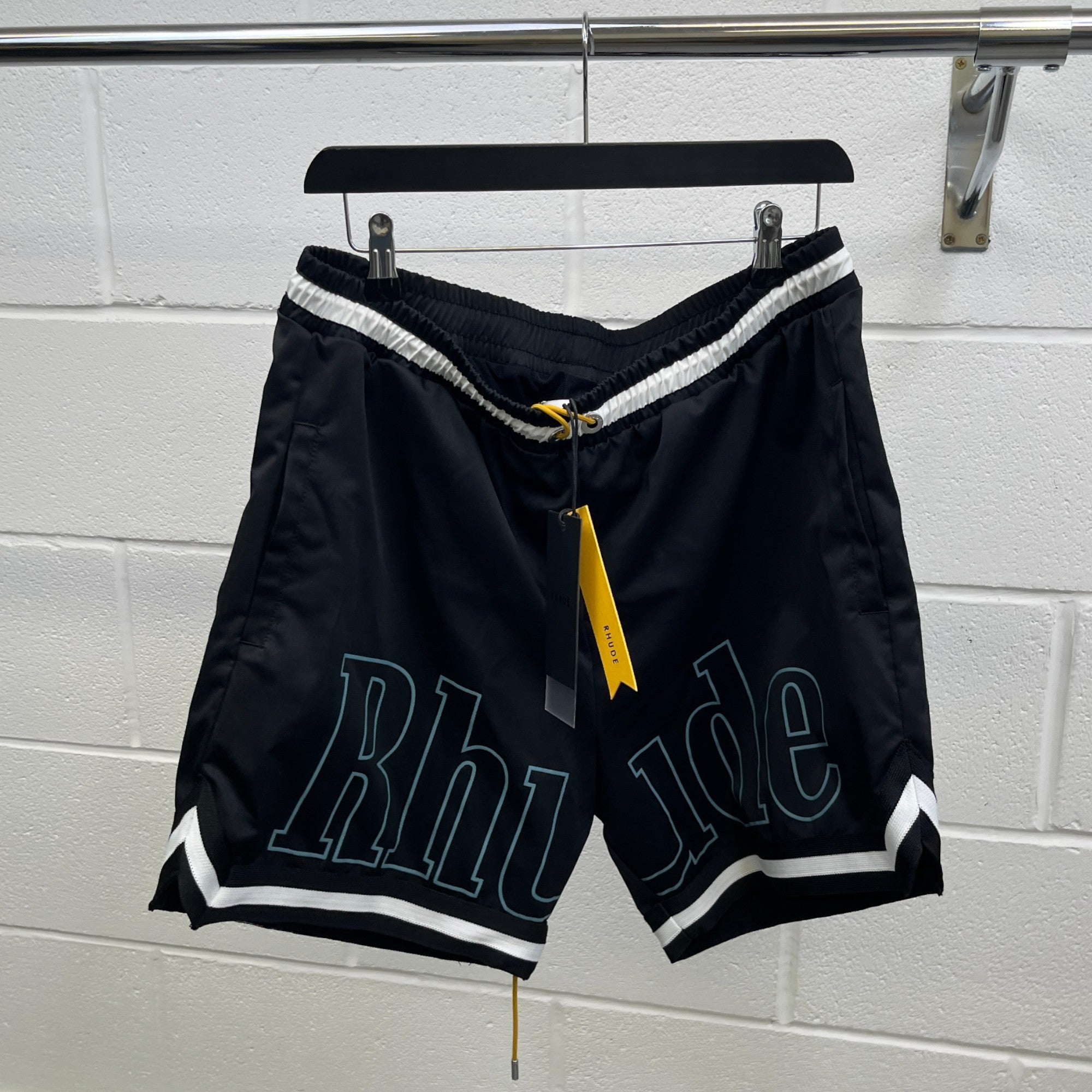 Men's Logo Print Swim Shorts Black Size XL