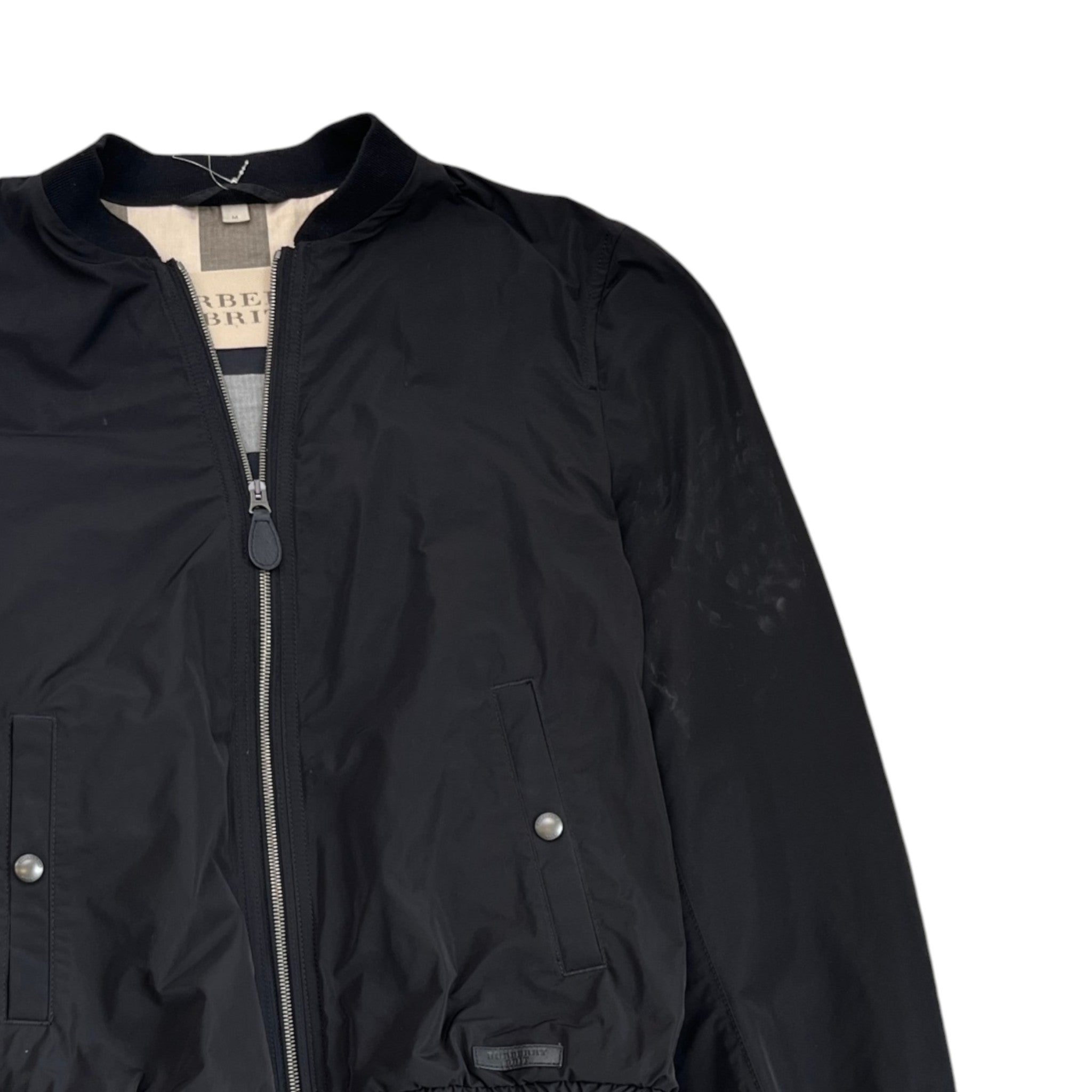 Men's Plaque Logo Bomber Jacket Black Size M