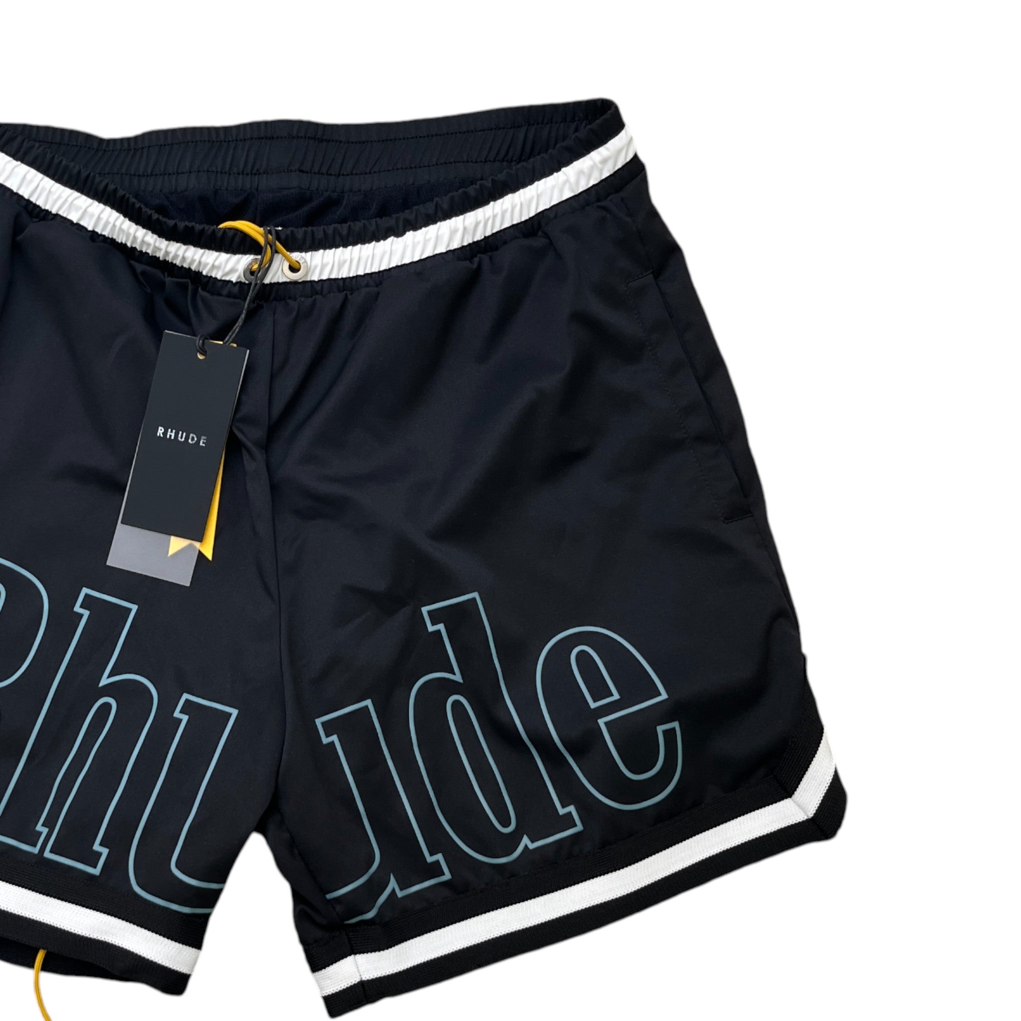 Men's Logo Print Swim Shorts Black Size XL