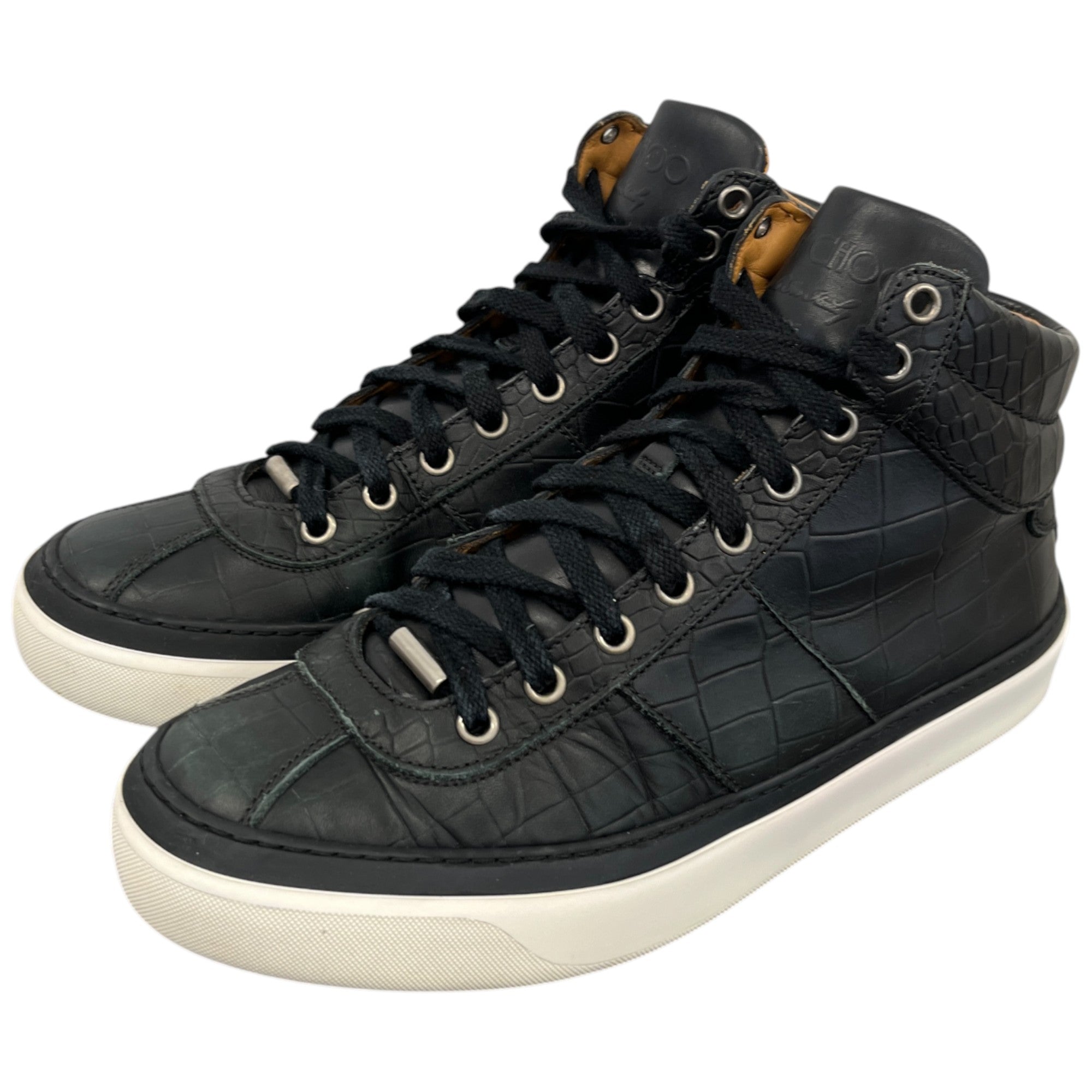 Men's Croc Embossed High Trainers Black Size EU 40 / UK 6