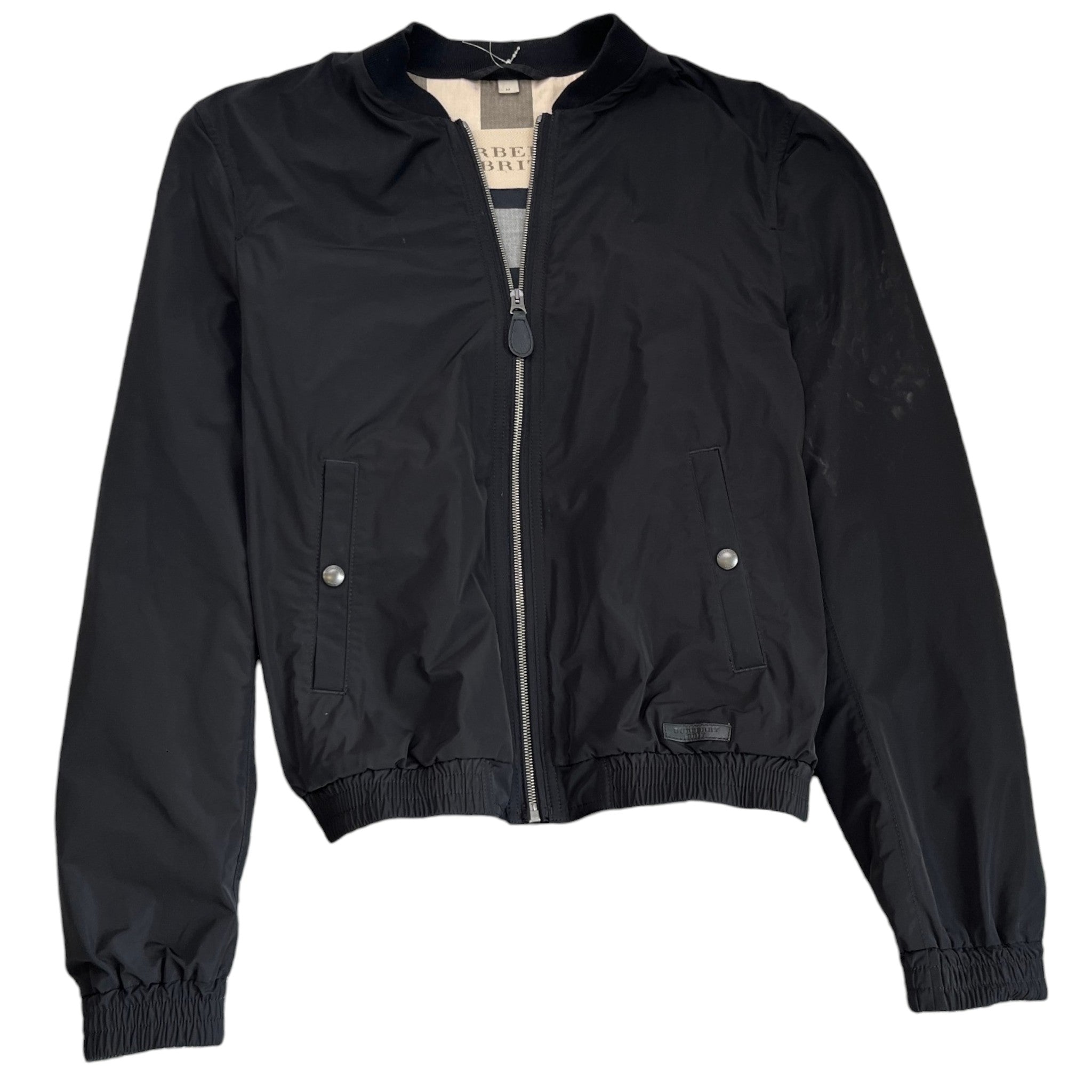 Men's Plaque Logo Bomber Jacket Black Size M