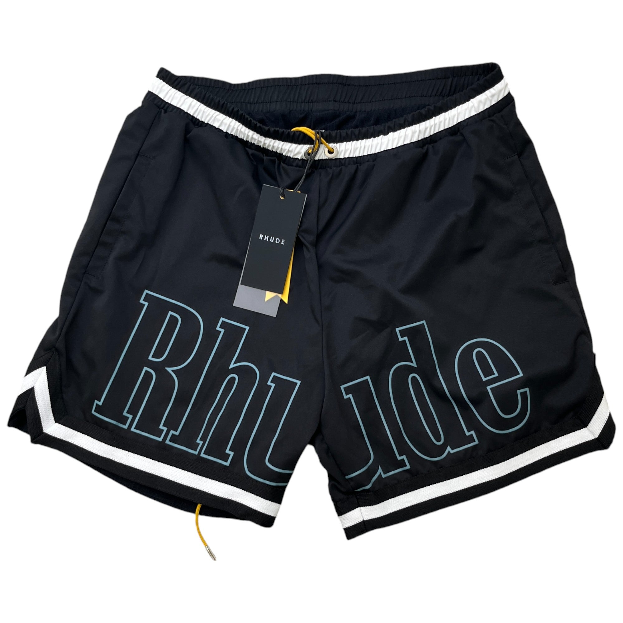 Men's Logo Print Swim Shorts Black Size XL