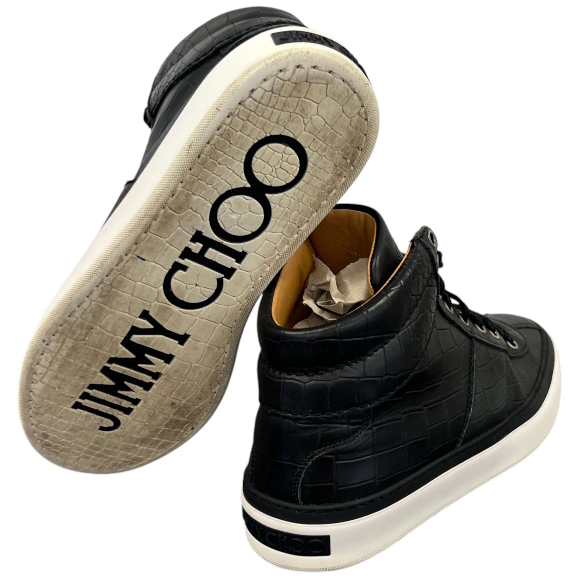 Men's Croc Embossed High Trainers Black Size EU 40 / UK 6