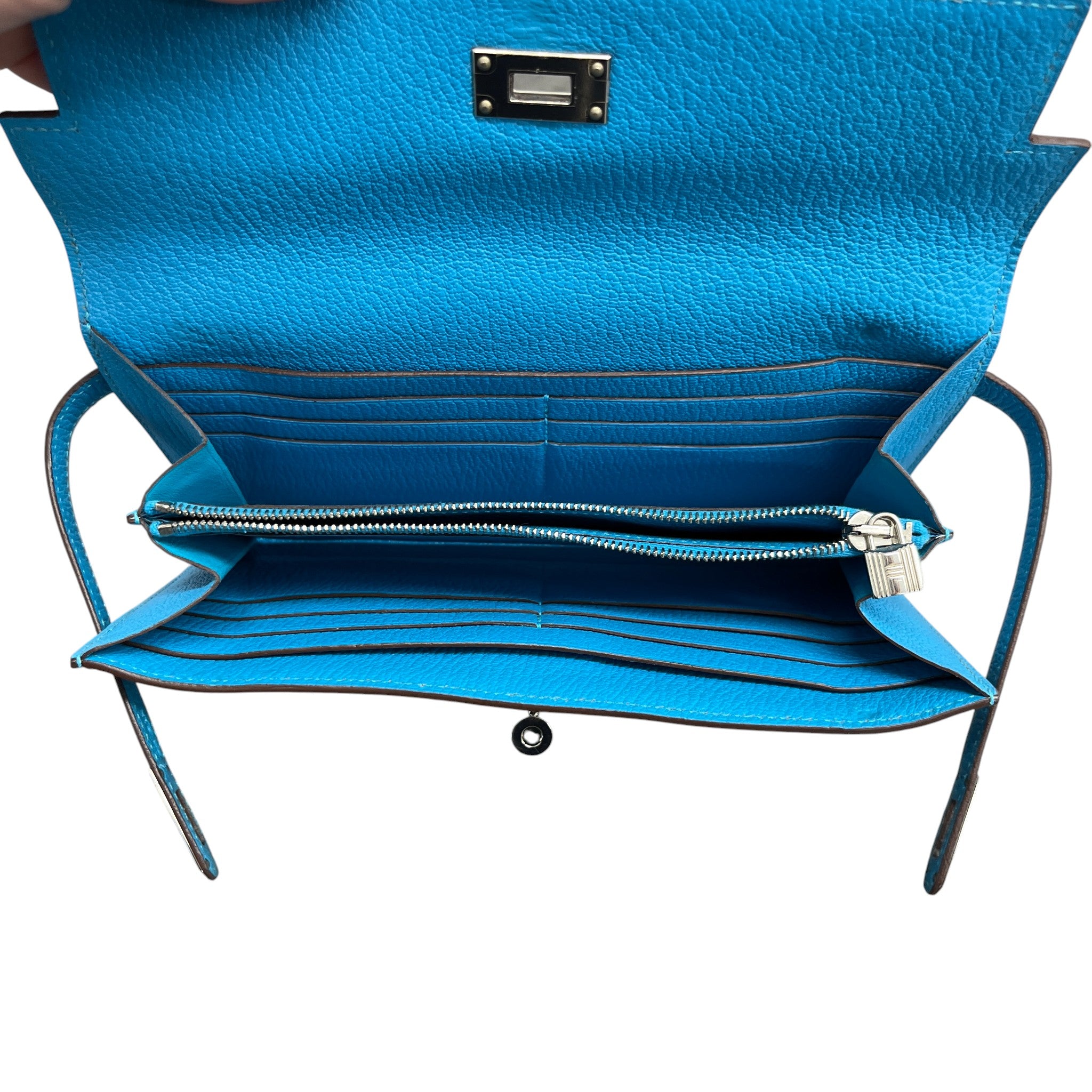 Women's Kelly Togo Leather Purse Blue