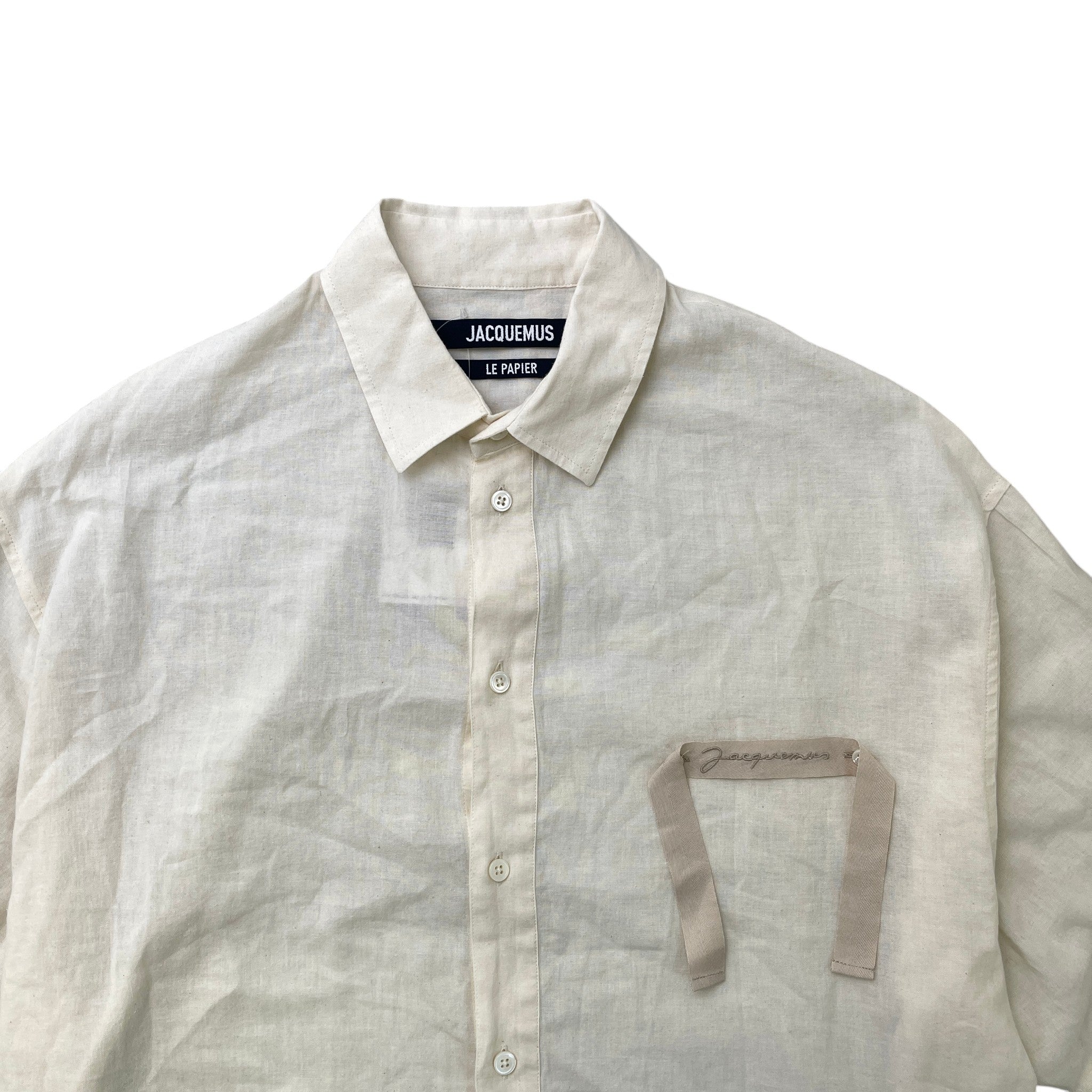 Men's Le Papier Short Sleeve Shirt Beige Size IT 48 / UK M