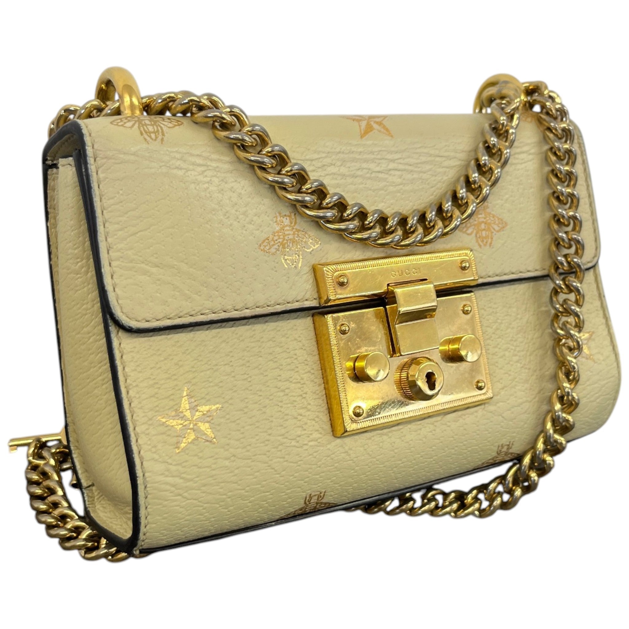 Women's Small Bee Star Padlock Bag Cream