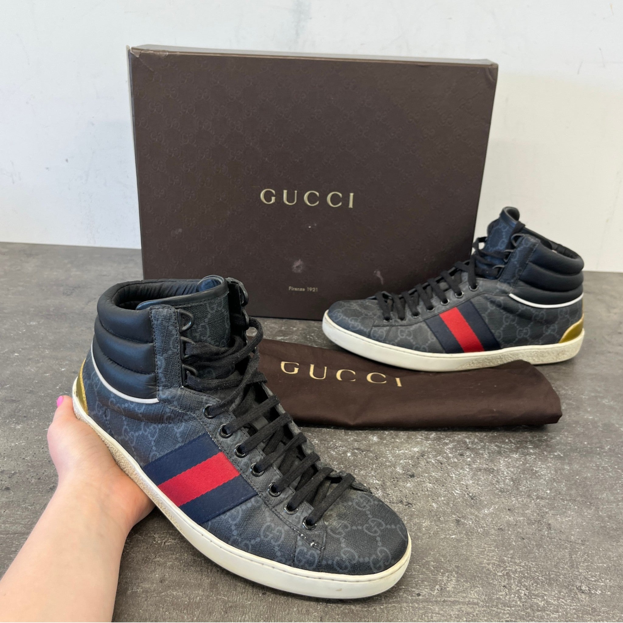 Men's Gg Supreme Ace High Trainers Black Size EU 40 / UK 6