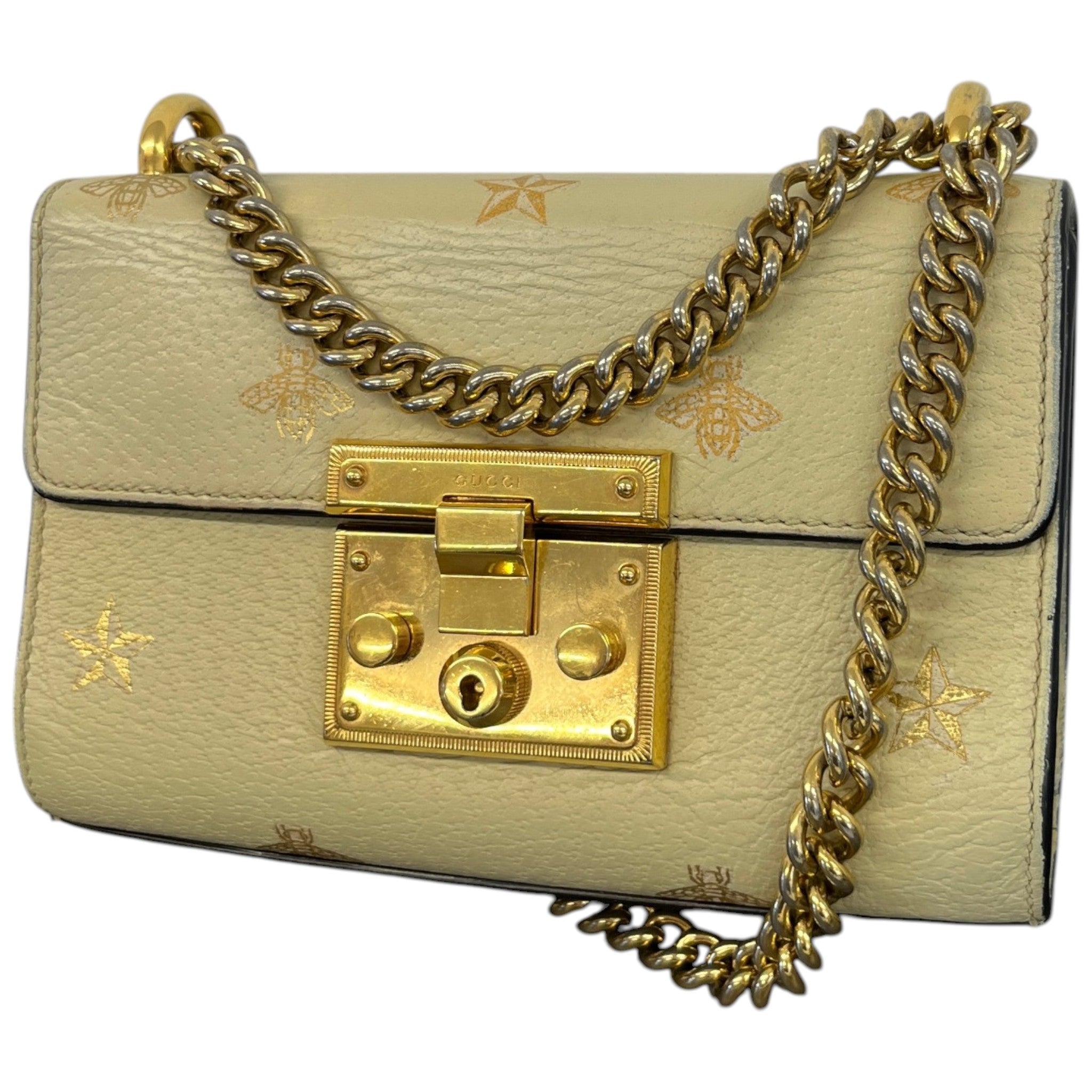 Women's Small Bee Star Padlock Bag Cream
