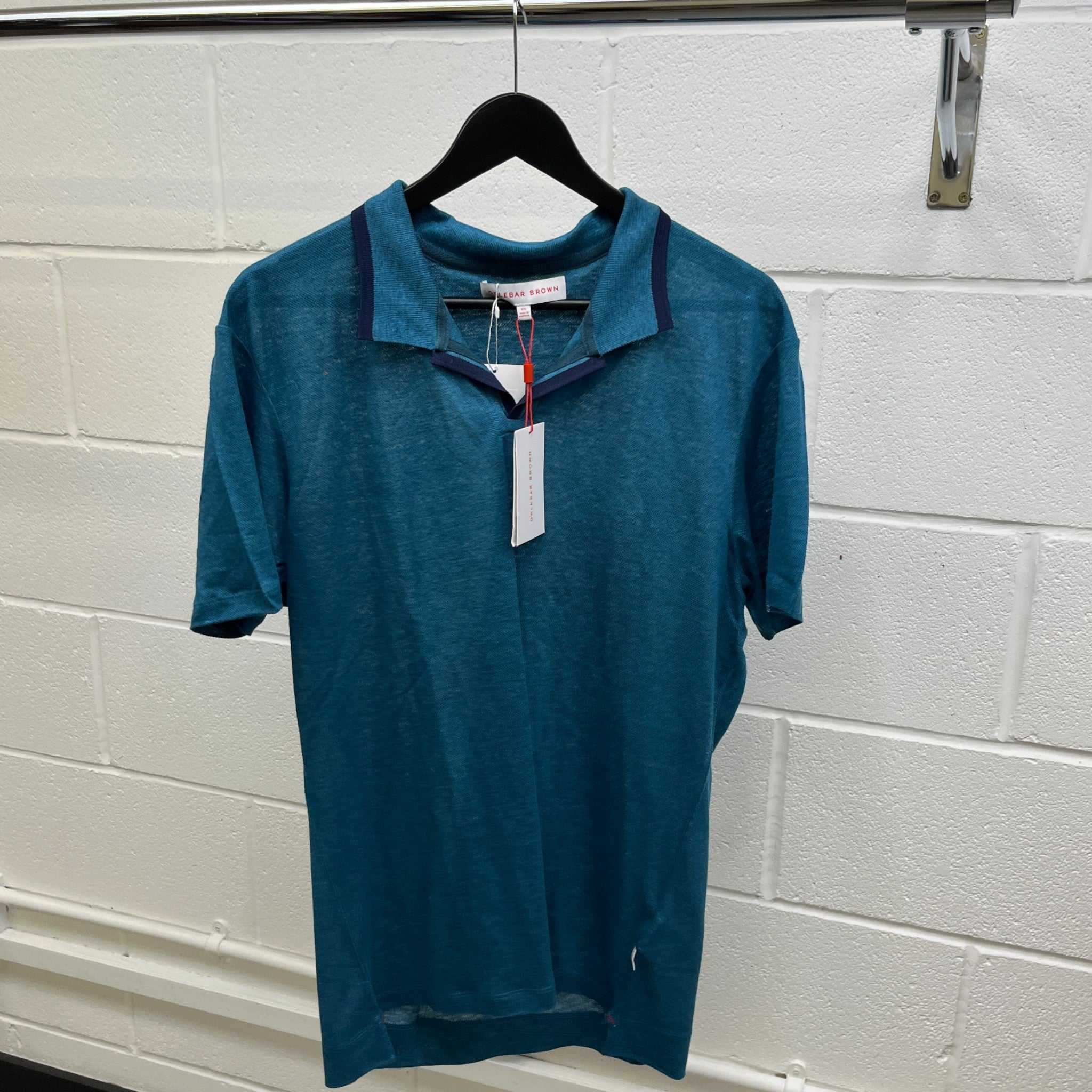 Men's Tag Logo Polo Shirt Blue Size XXL