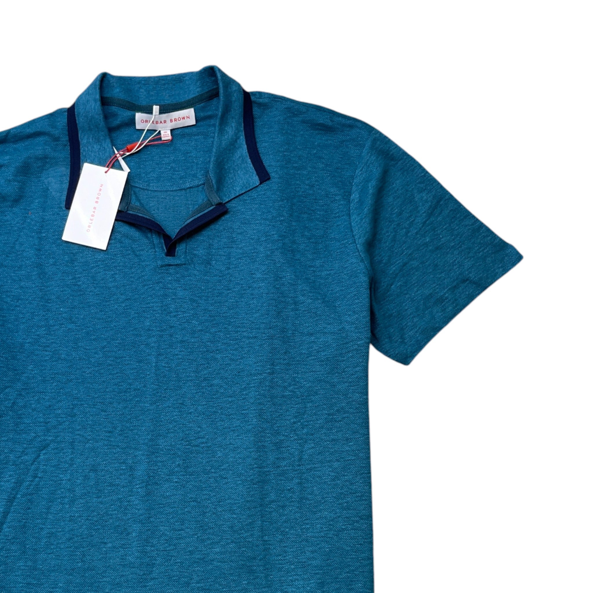 Men's Tag Logo Polo Shirt Blue Size XXL