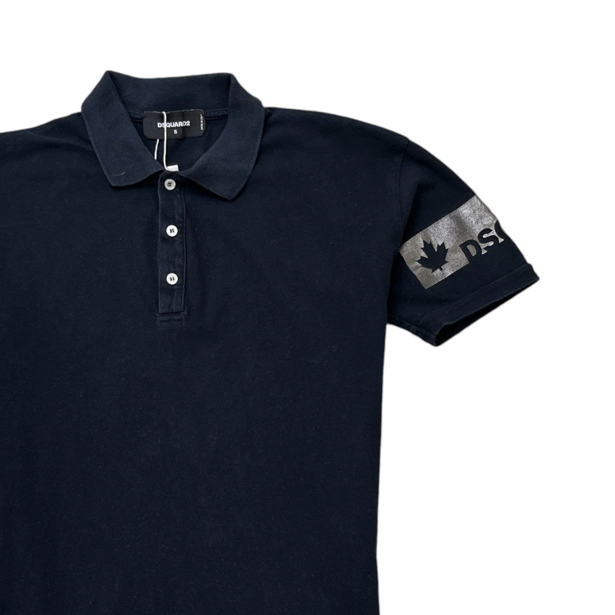 Men's Logo Print Polo Shirt Black Size S