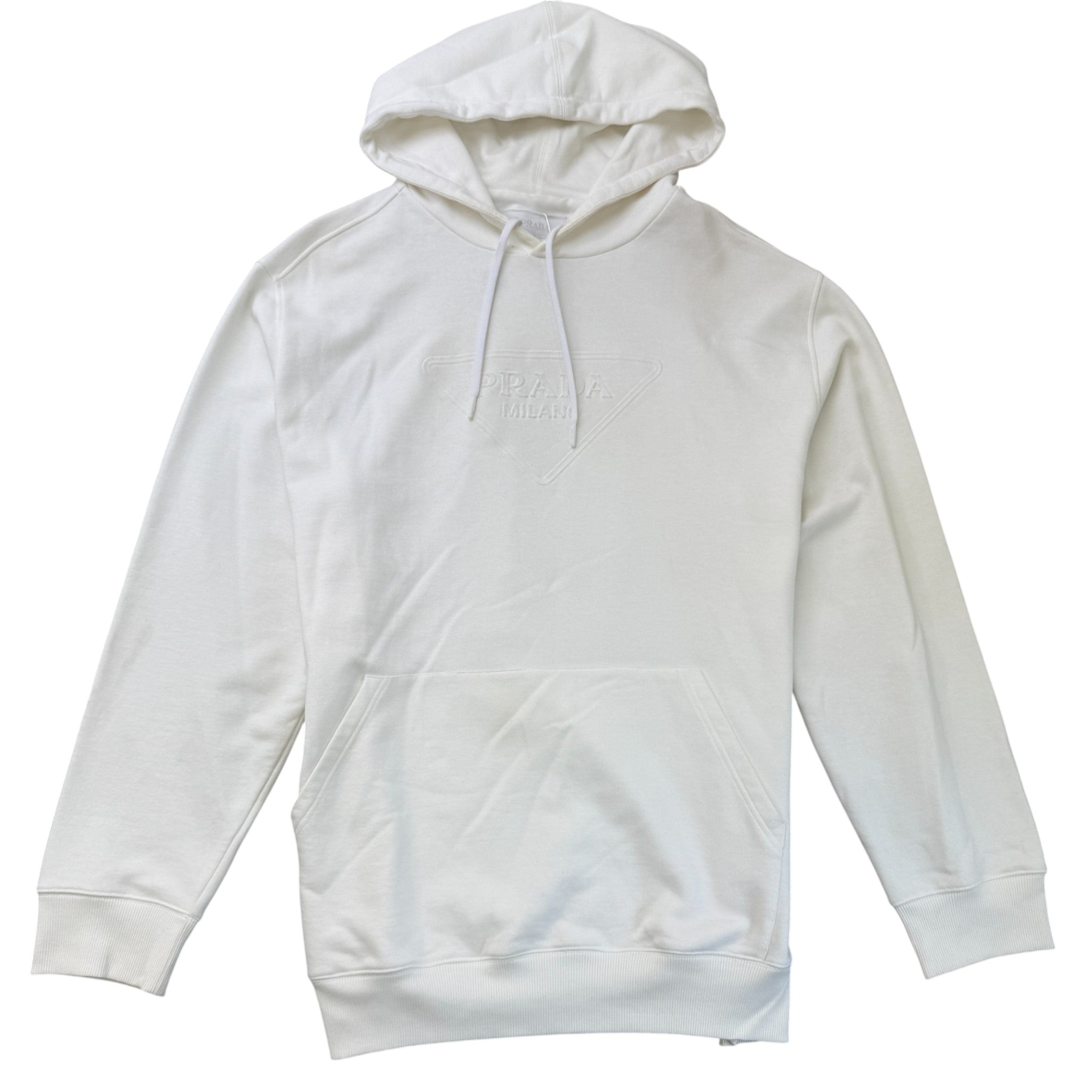 Men's Embossed Logo Hoodie White Size M