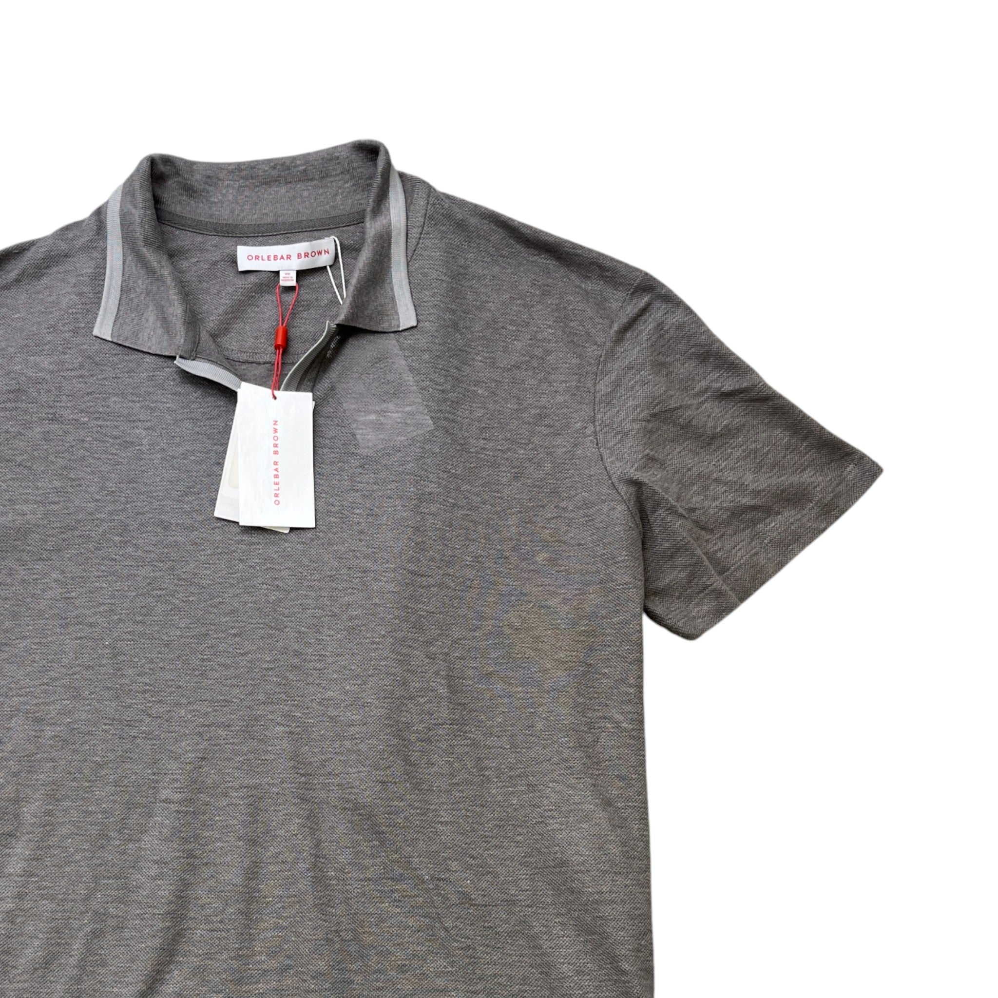 Men's Tag Logo Polo Shirt Grey Size XXL