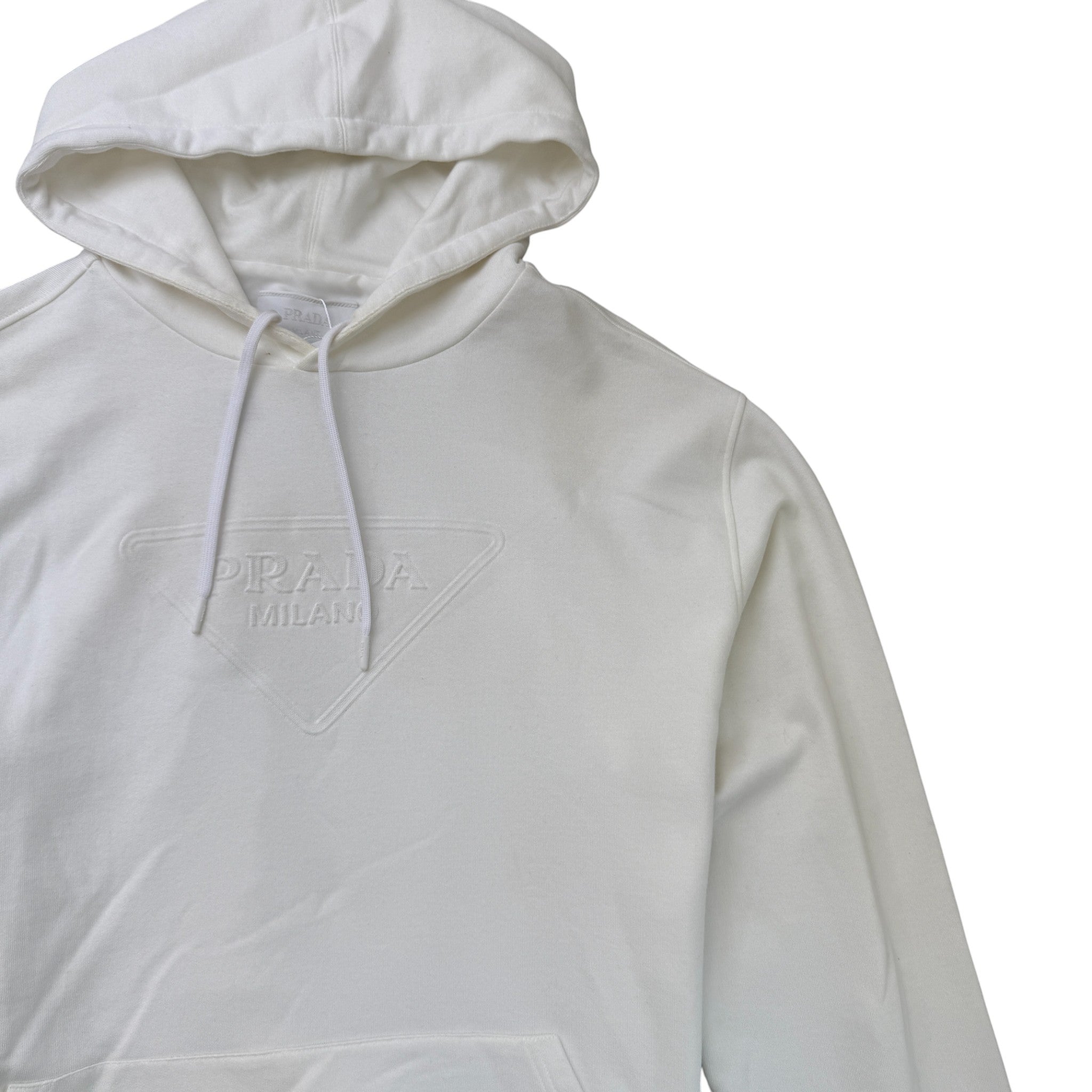 Men's Embossed Logo Hoodie White Size M