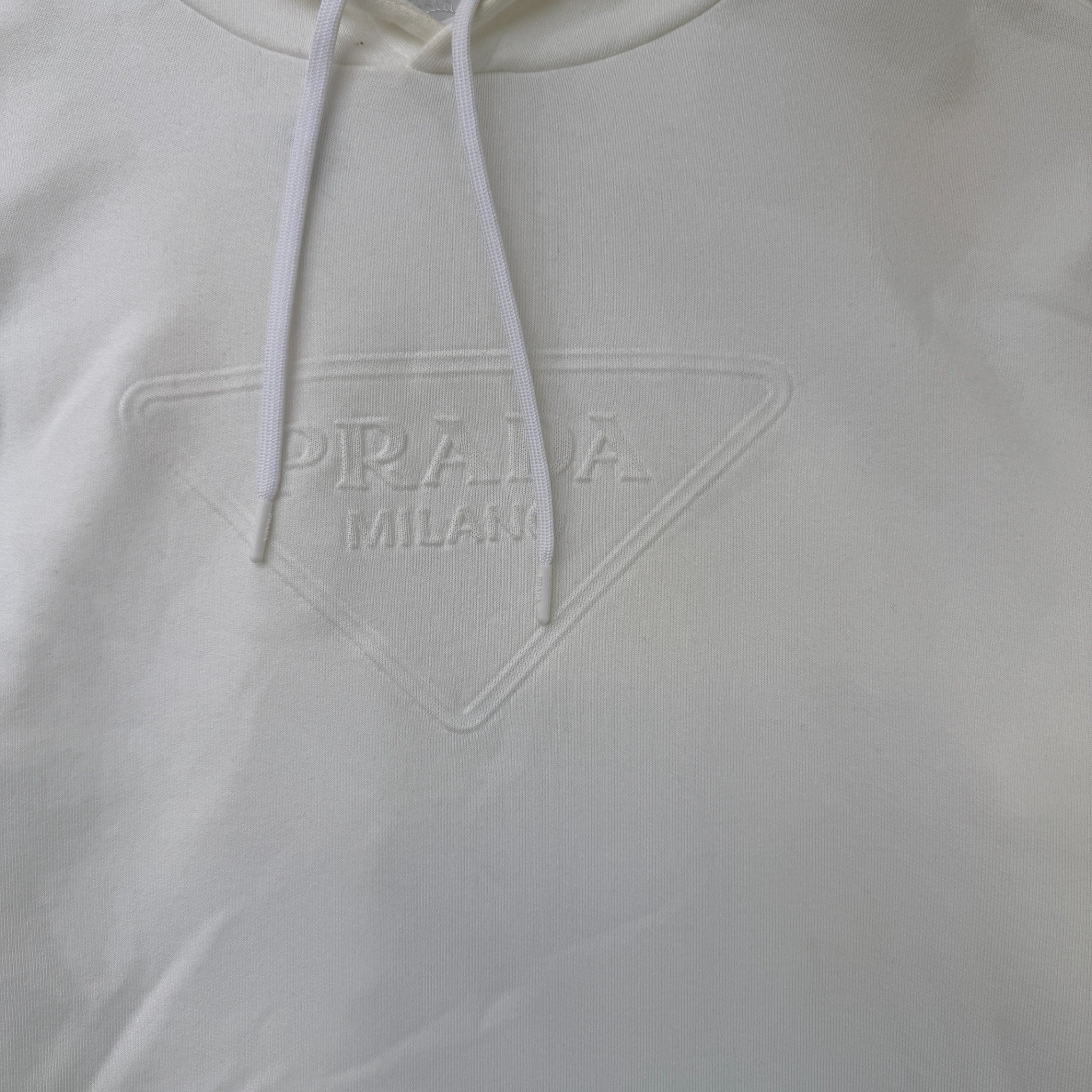 Men's Embossed Logo Hoodie White Size M