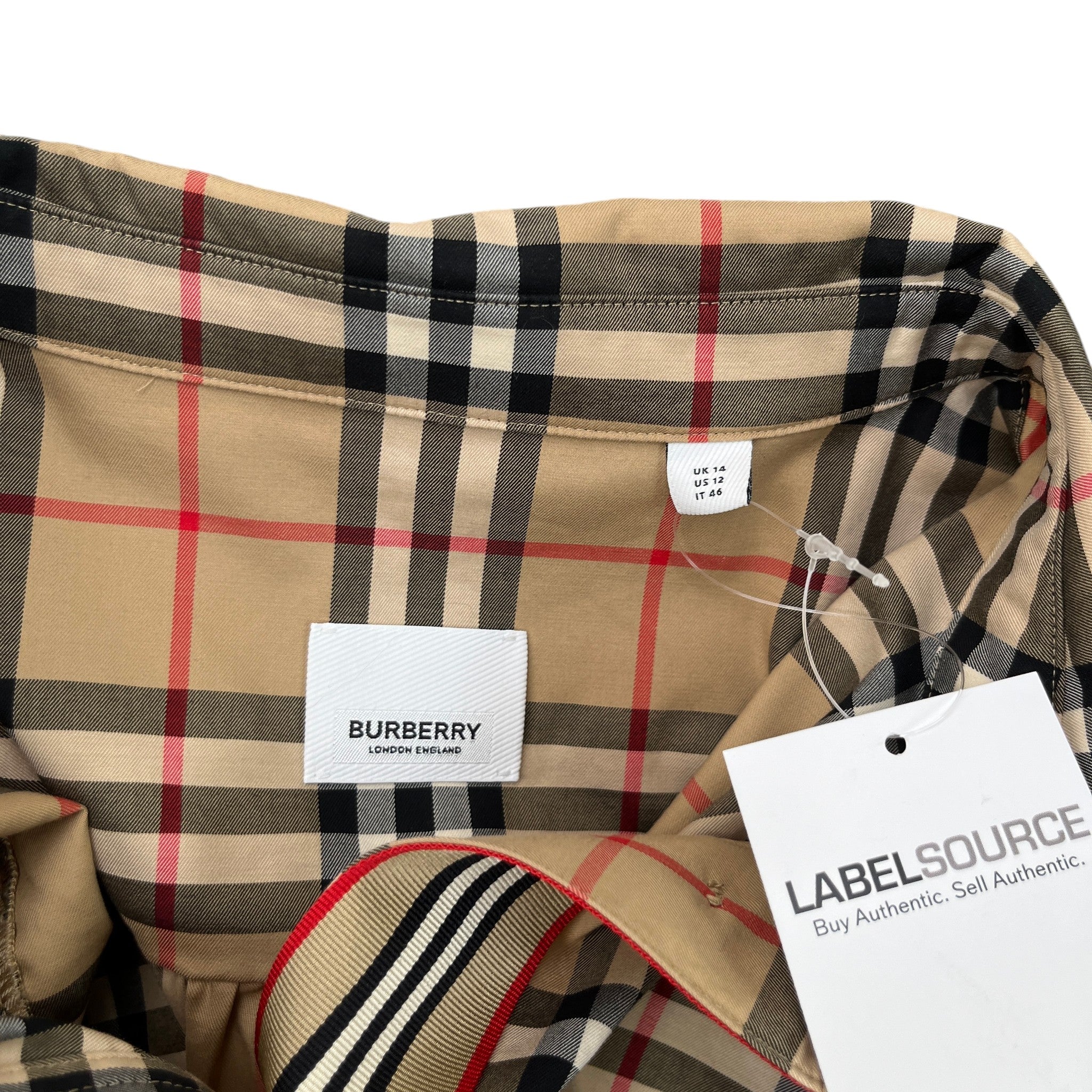 Women's Vintage Check Dress Top Beige Size L