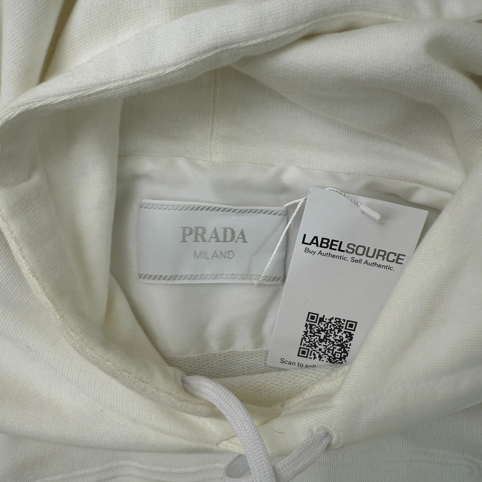 Men's Embossed Logo Hoodie White Size M