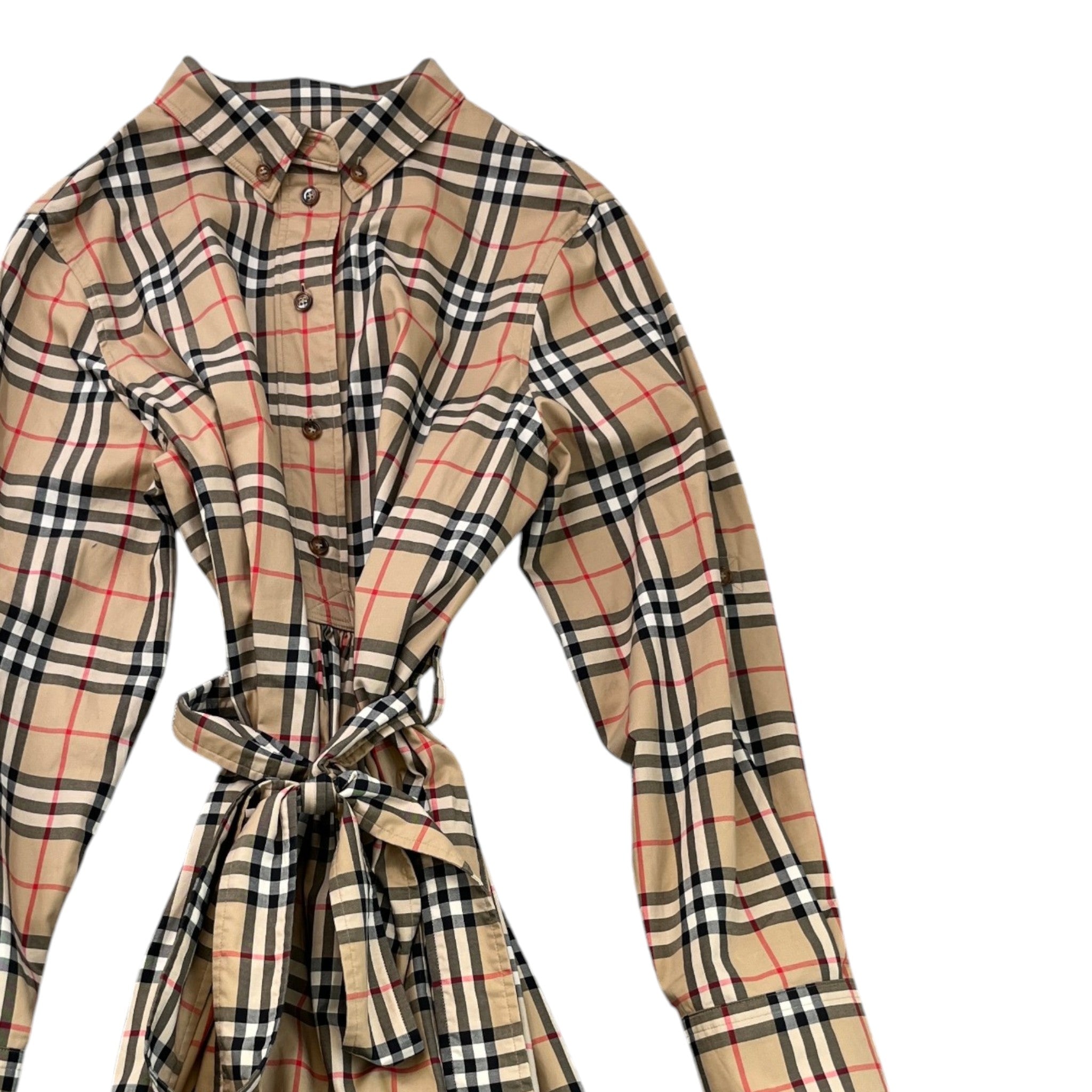 Women's Vintage Check Dress Top Beige Size L