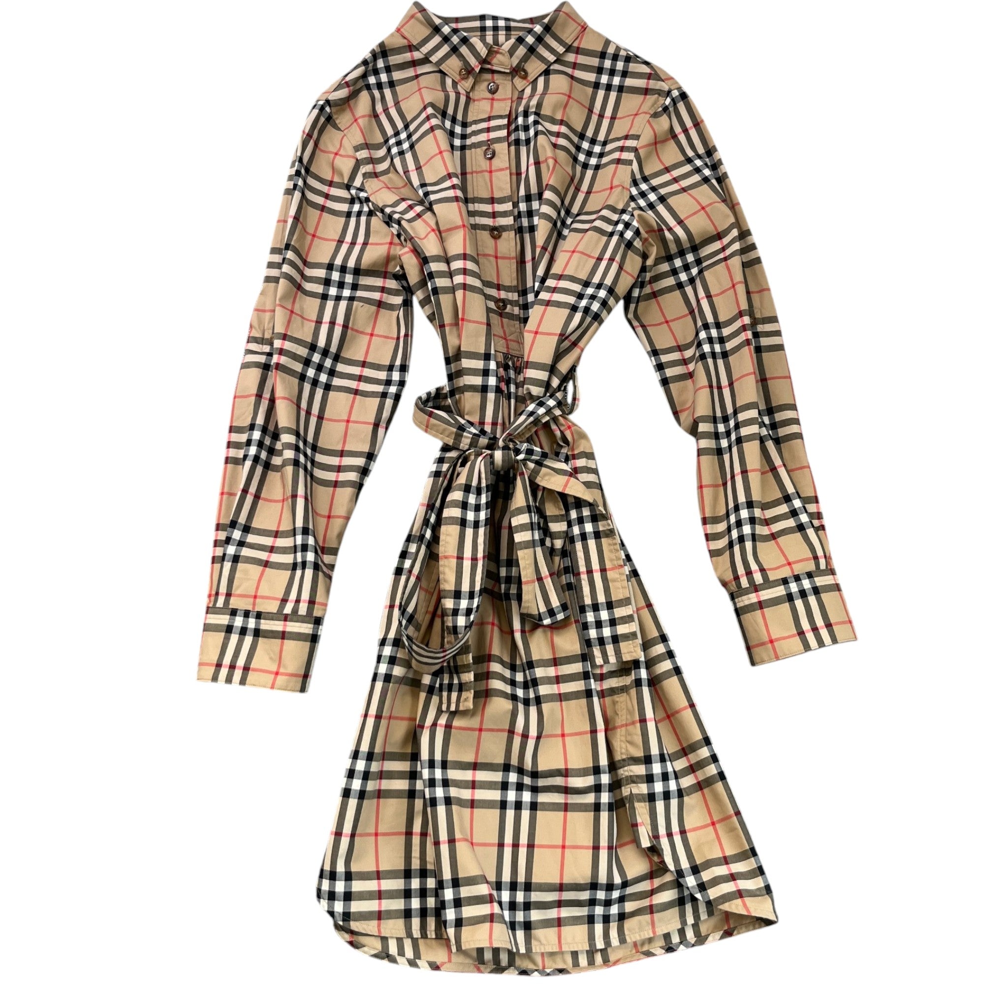 Women's Vintage Check Dress Top Beige Size L