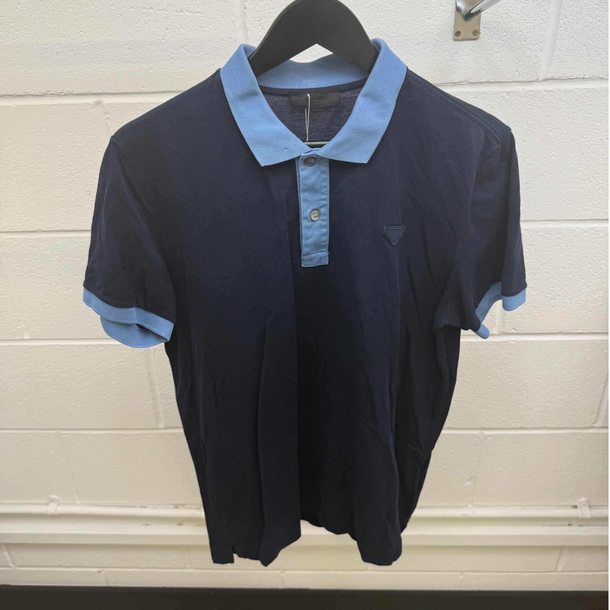 Men's Triangle Patch Polo Shirt Navy Size L