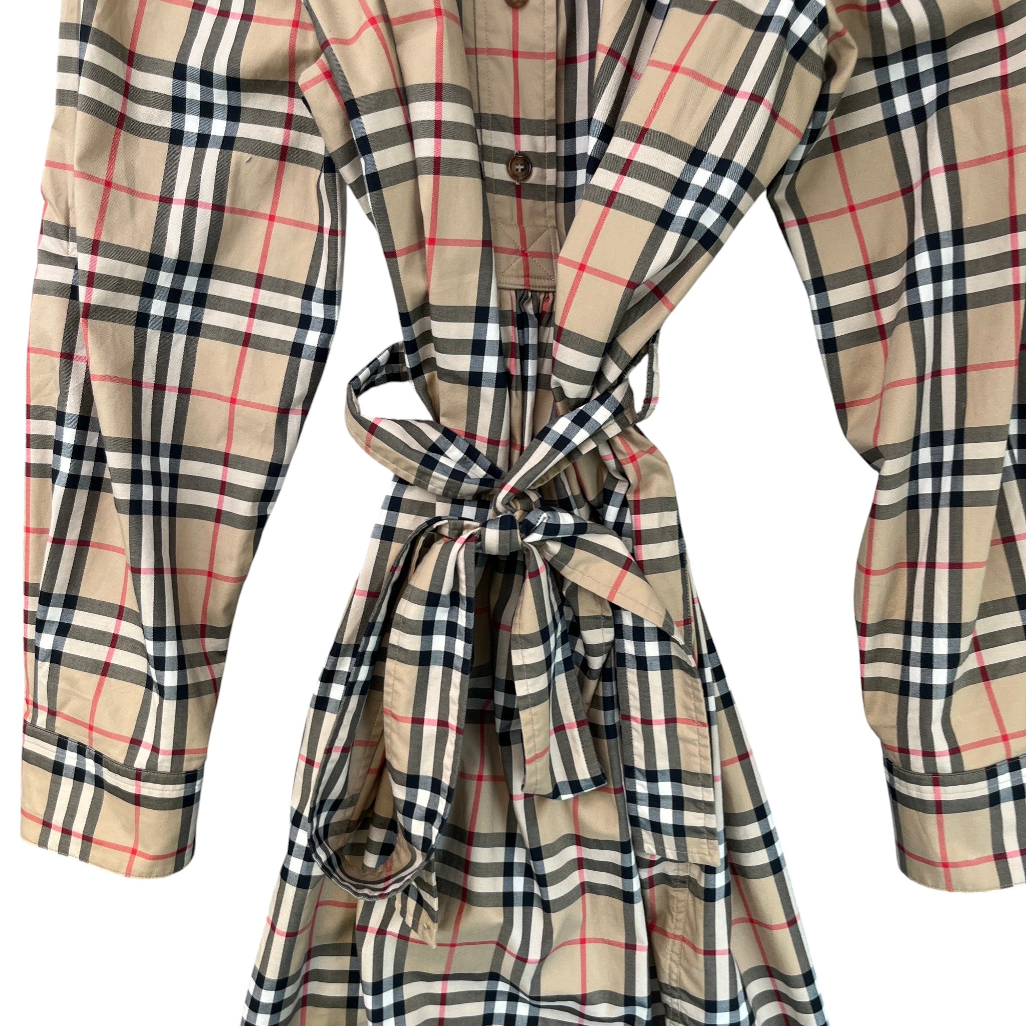 Women's Vintage Check Dress Top Beige Size L