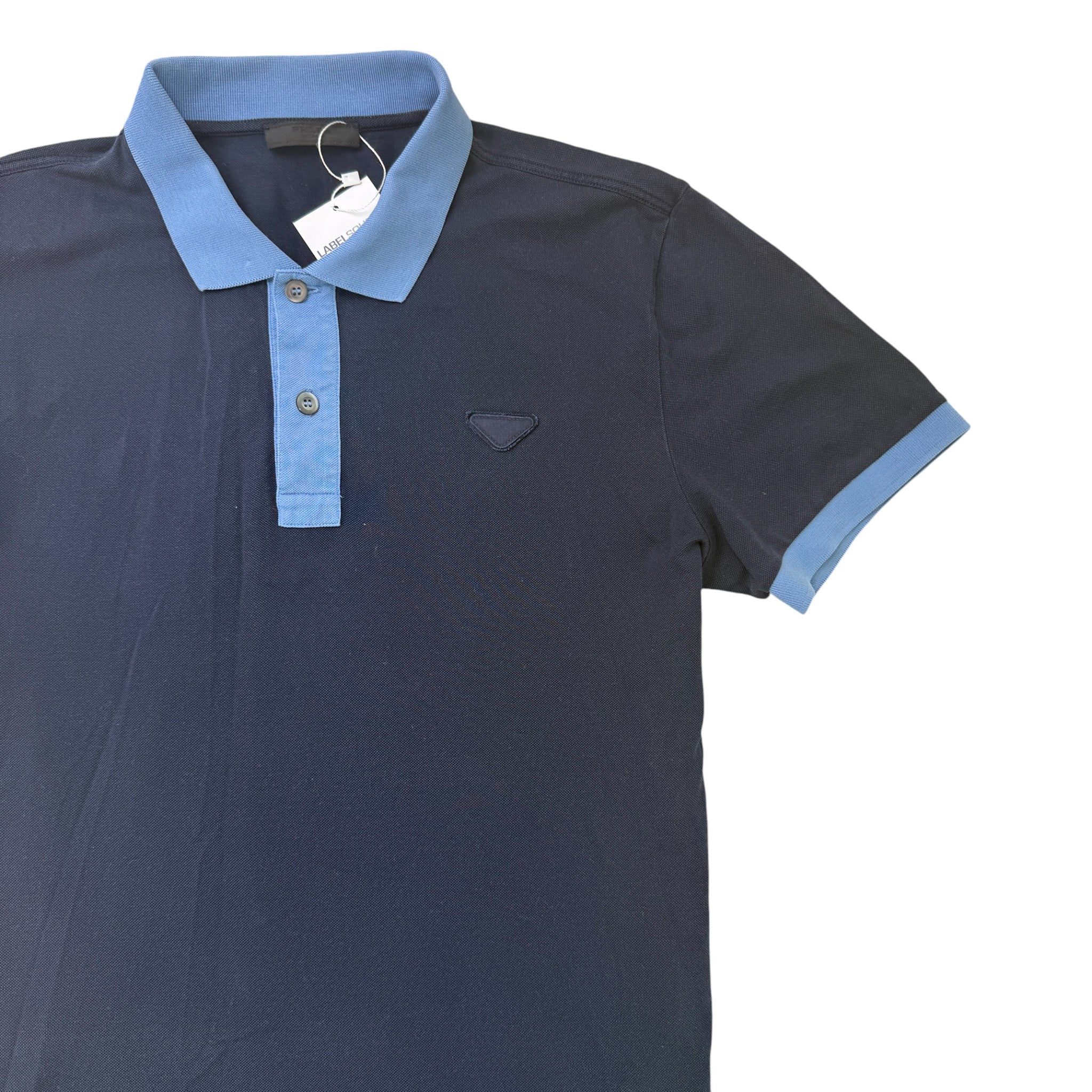 Men's Triangle Patch Polo Shirt Navy Size L