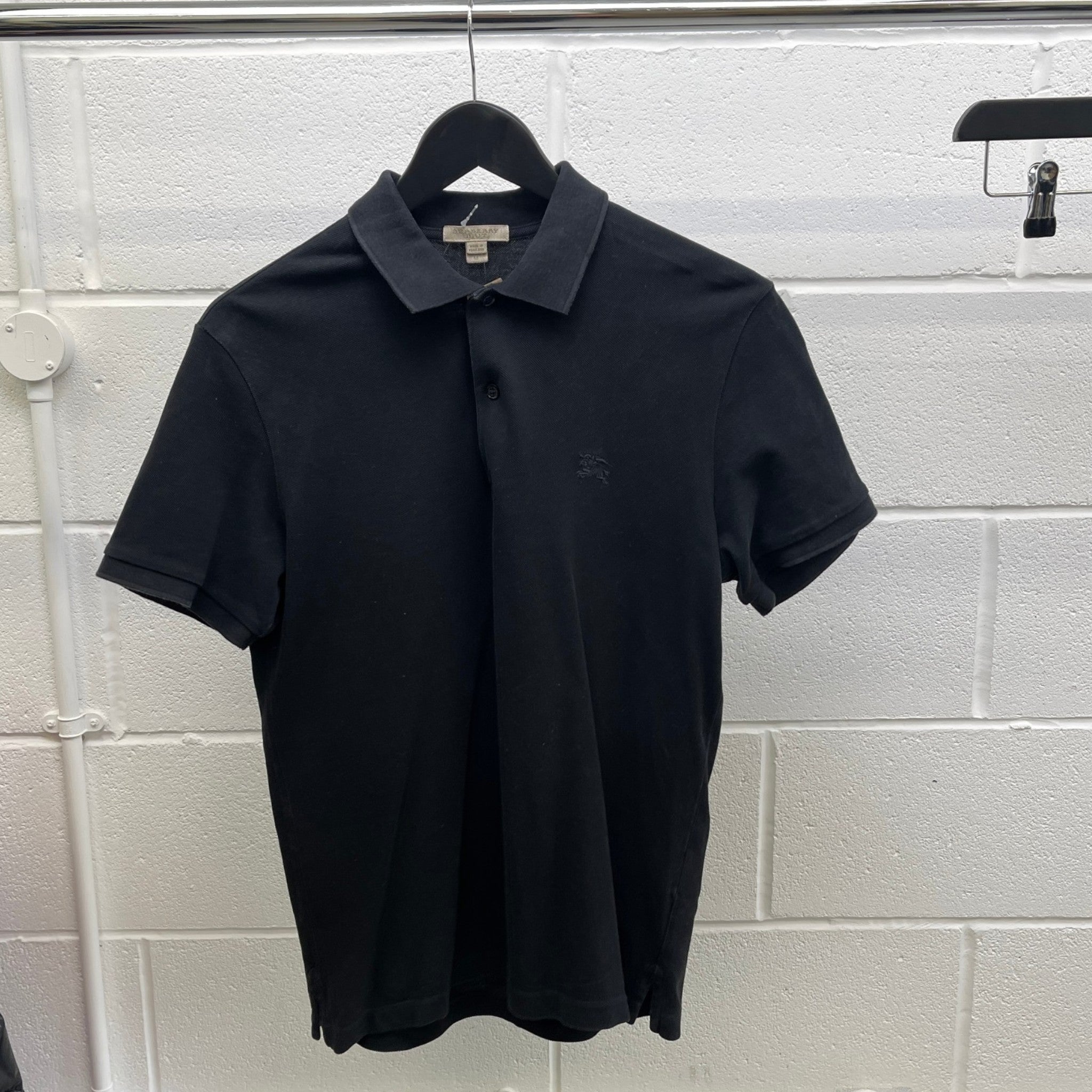 Men's Embroidered Logo Polo Shirt Black Size M