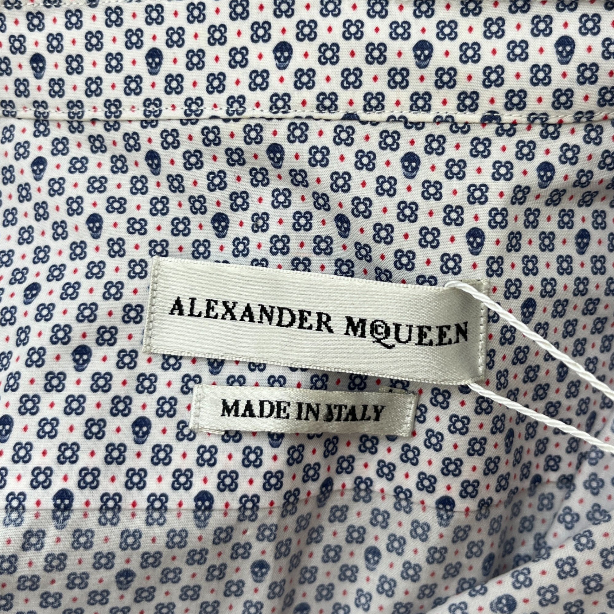 Men's Anagram Pattern Long Sleeve Shirt Blue Size M