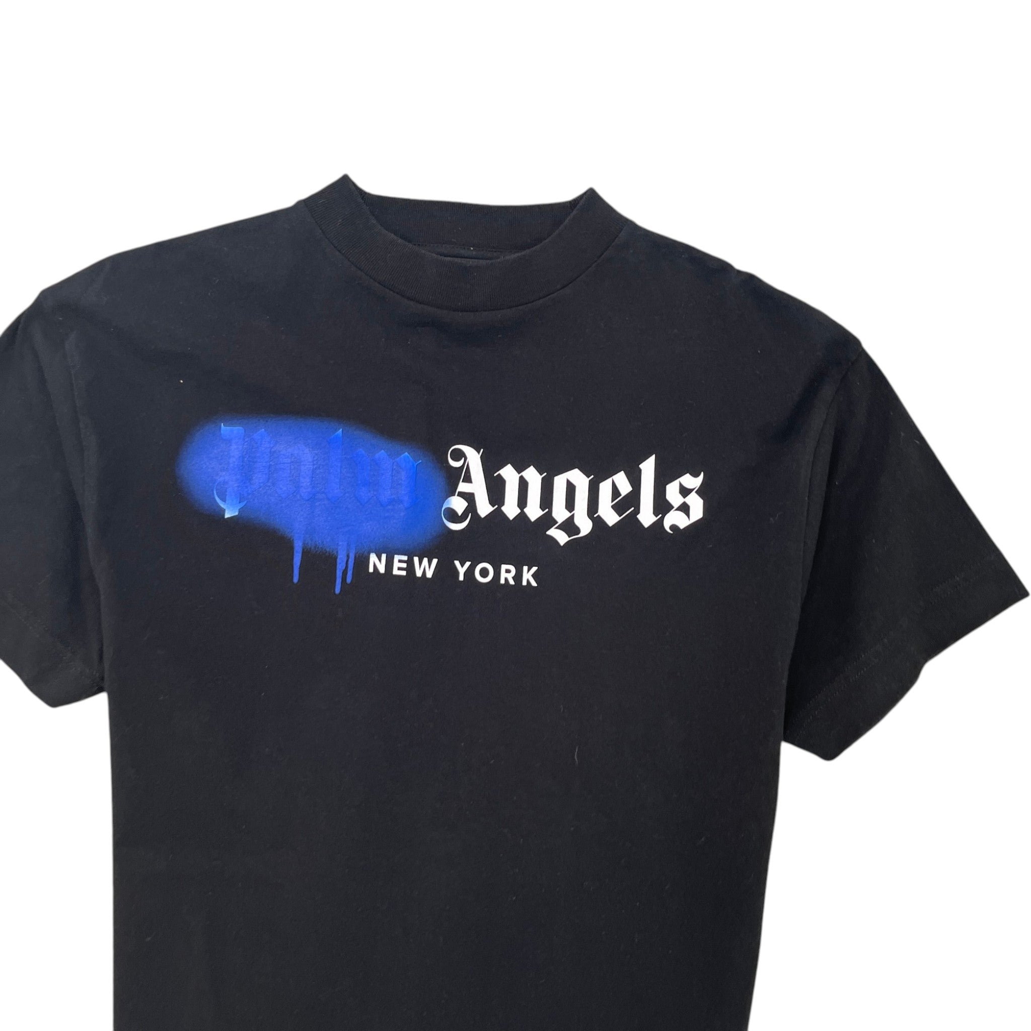 Men's Sprayed New York Logo T-Shirt Black Size XXS