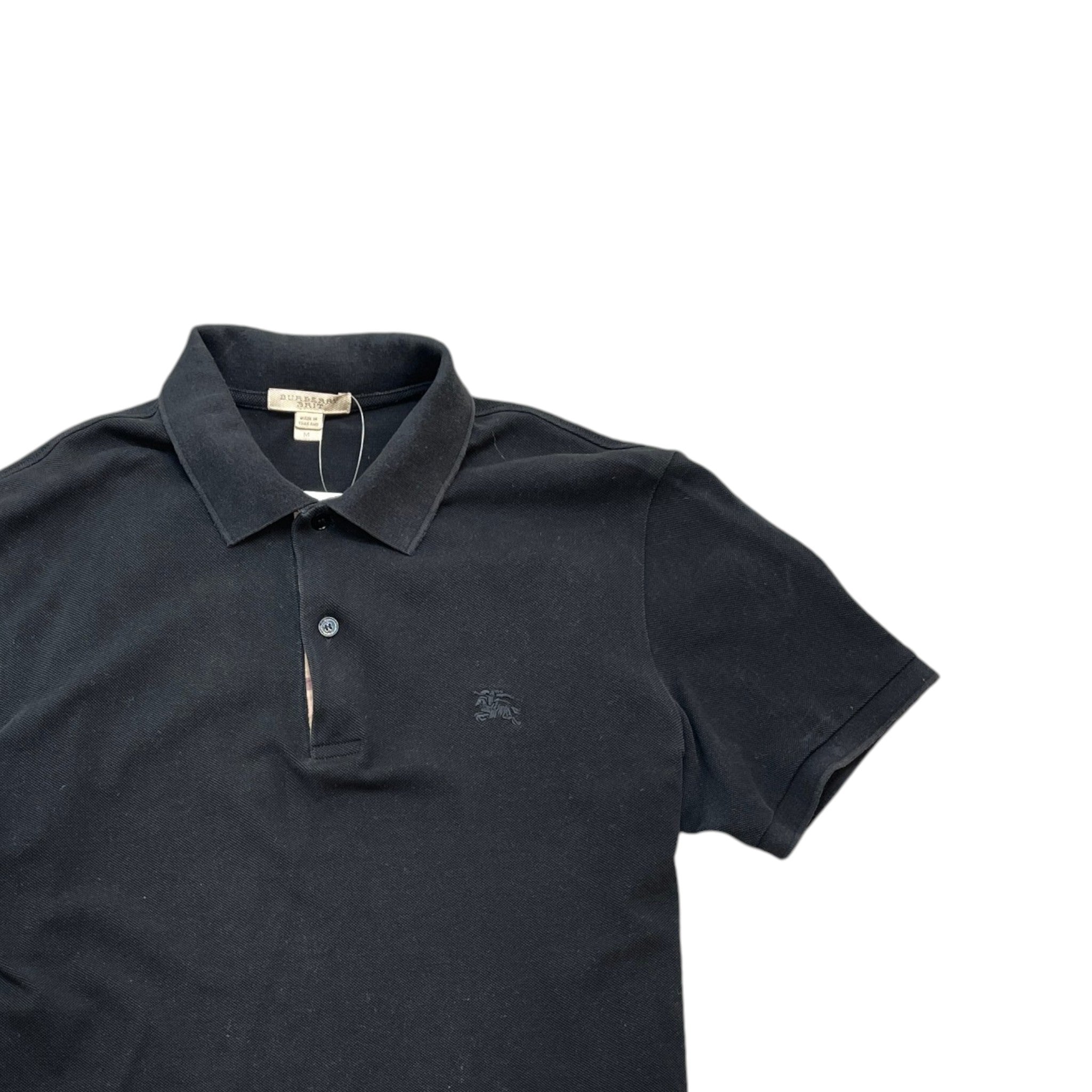 Men's Embroidered Logo Polo Shirt Black Size M