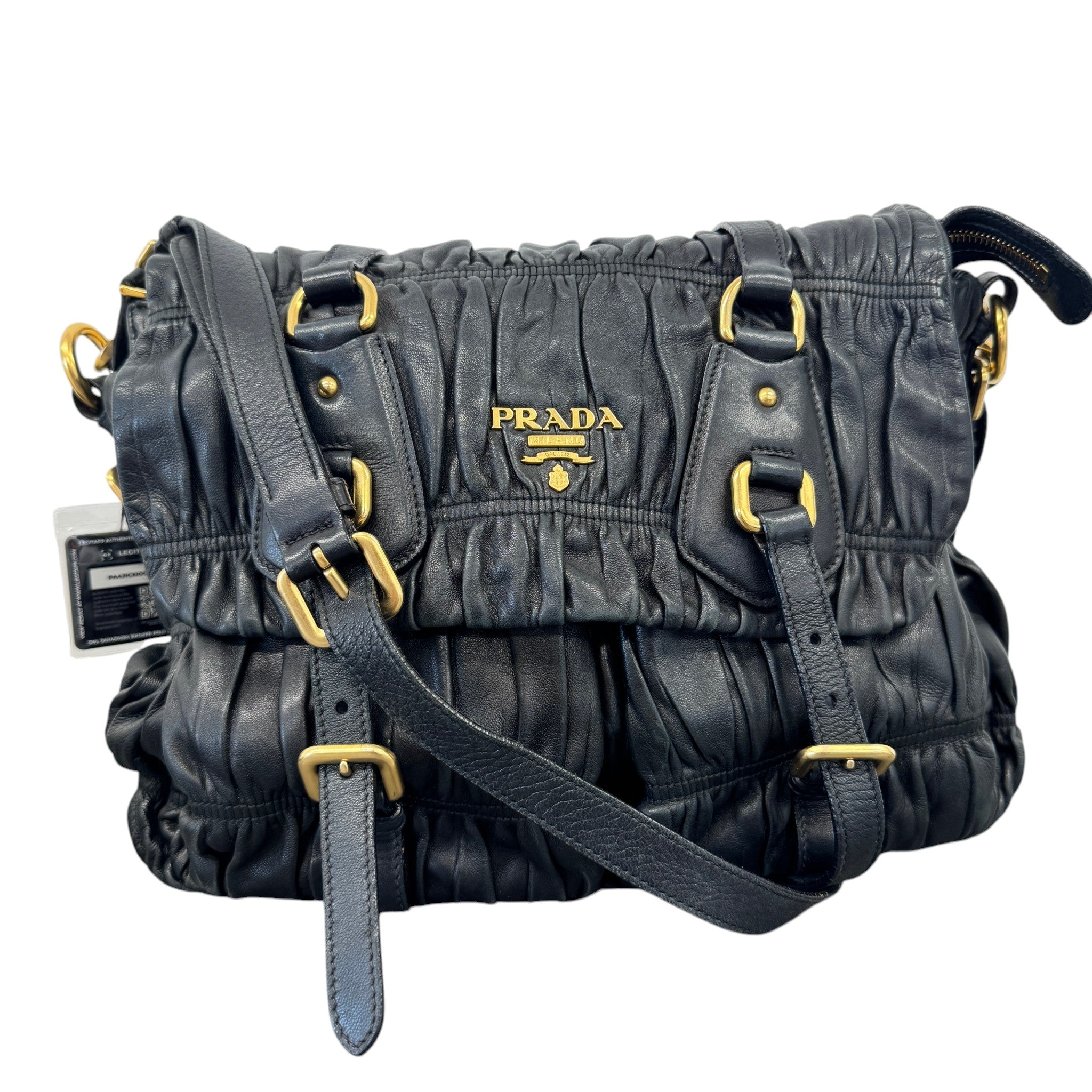 Women's Nappa Gaufre Messenger Bag Black