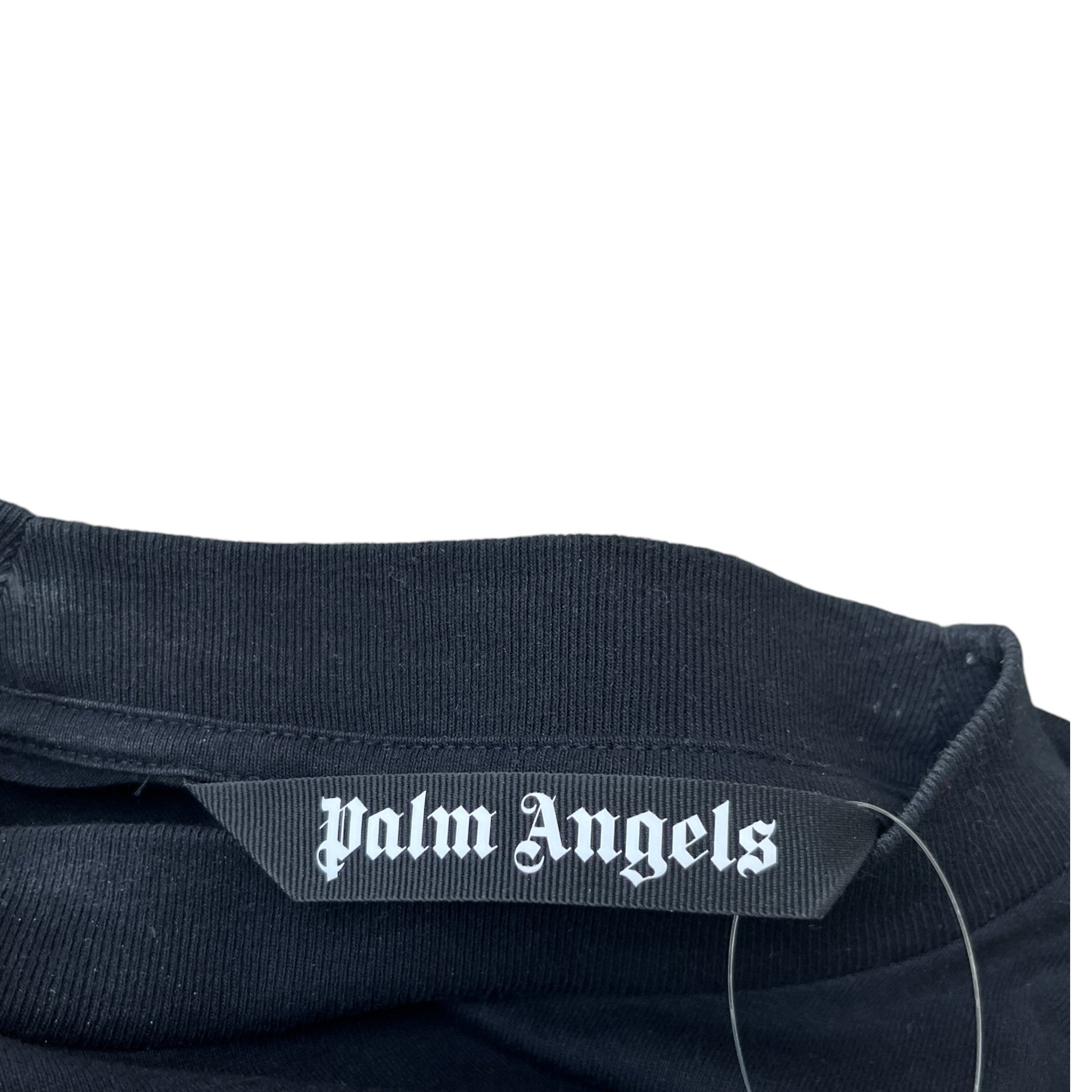 Men's Rhinestone Sprayed Logo T-Shirt Black Size M