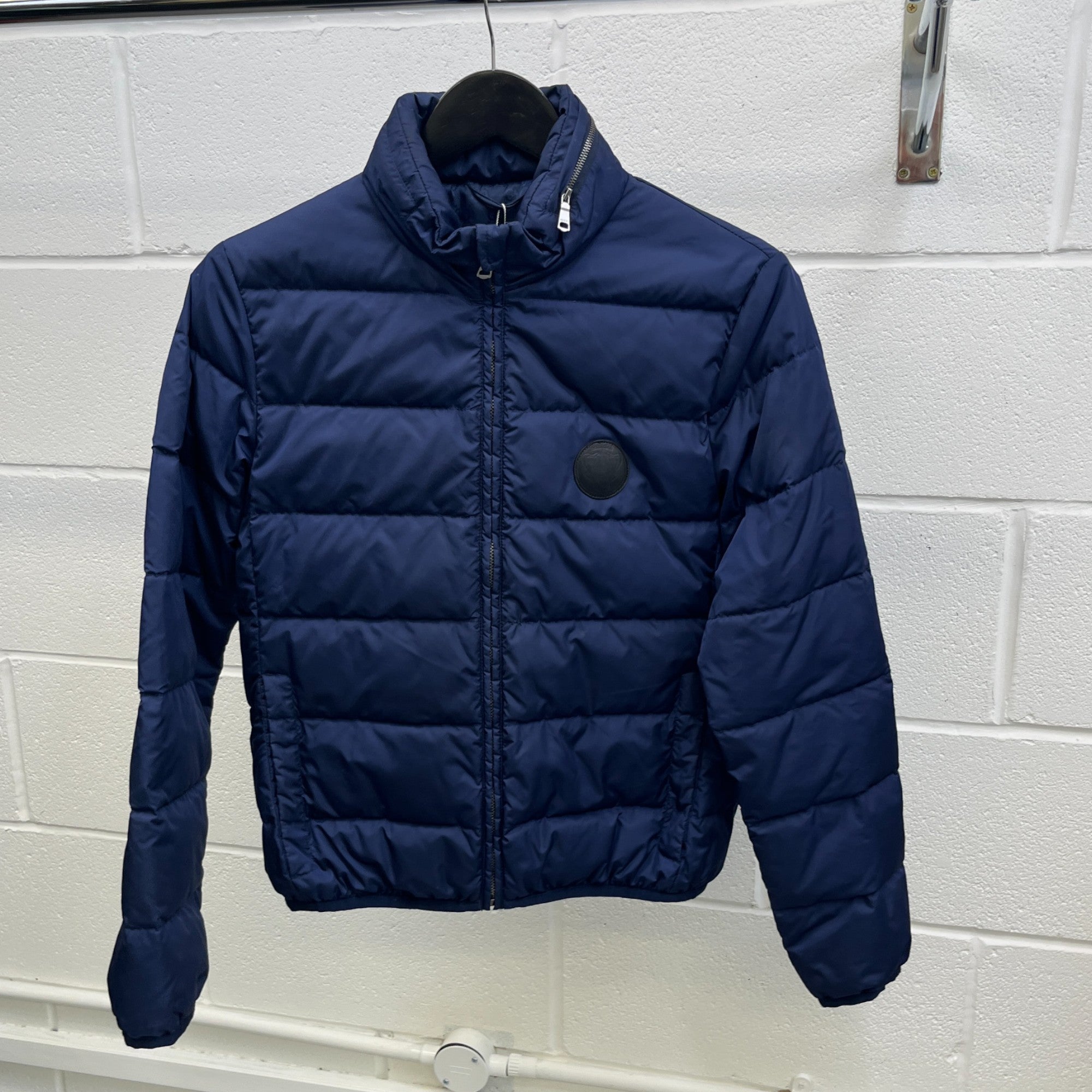 Women's Plaque Logo Down Jacket Blue Size IT 42 / UK 10