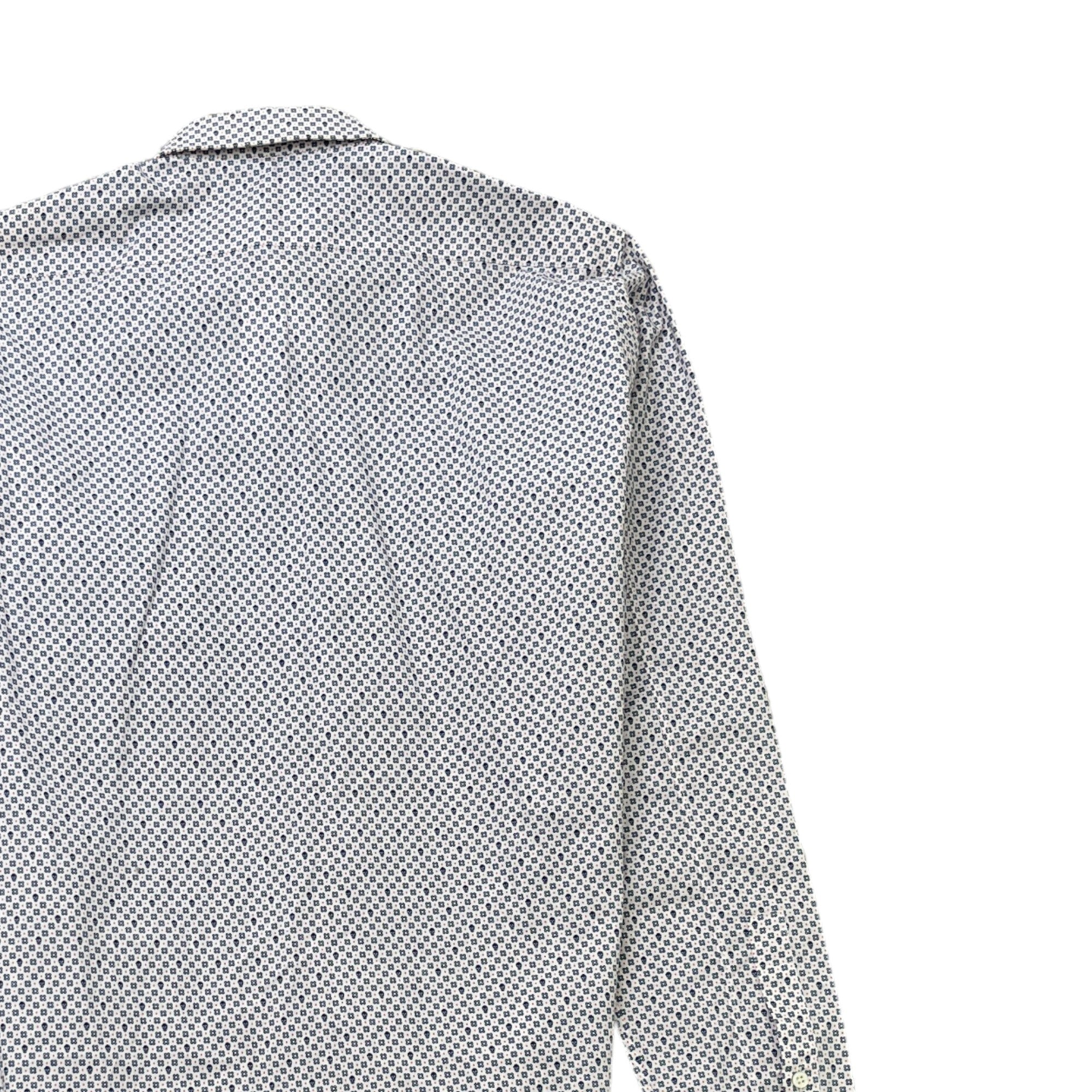 Men's Anagram Pattern Long Sleeve Shirt Blue Size M