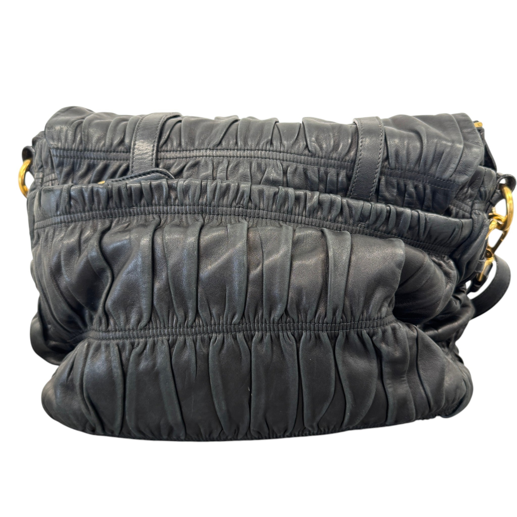 Women's Nappa Gaufre Messenger Bag Black